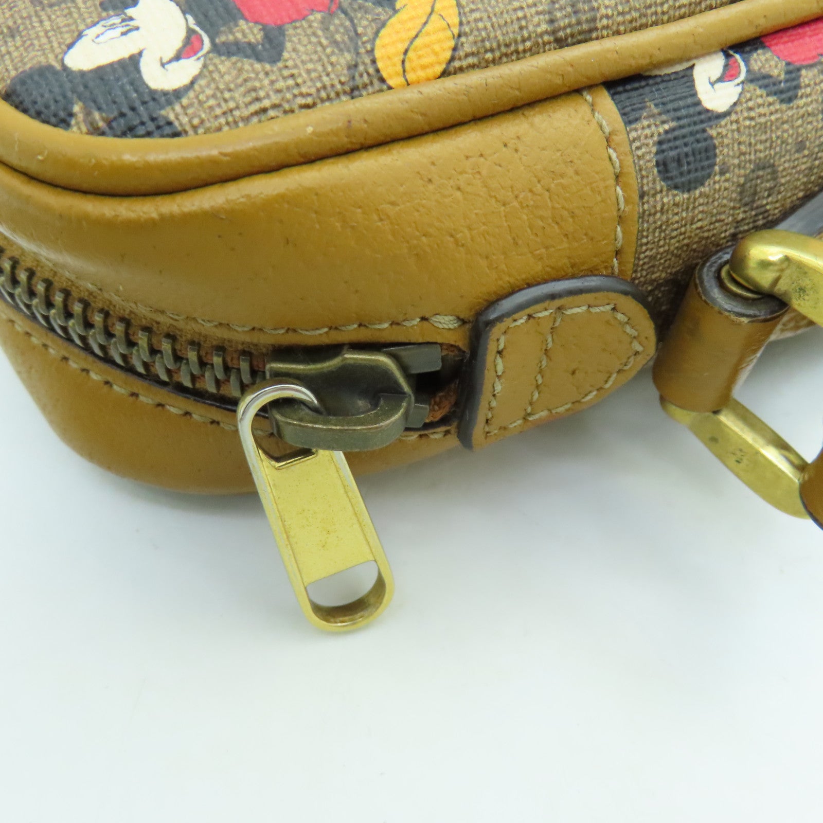 GUCCI Coated Canvas Gucci x Disney Gold Buckle Shoulder Bag Brown