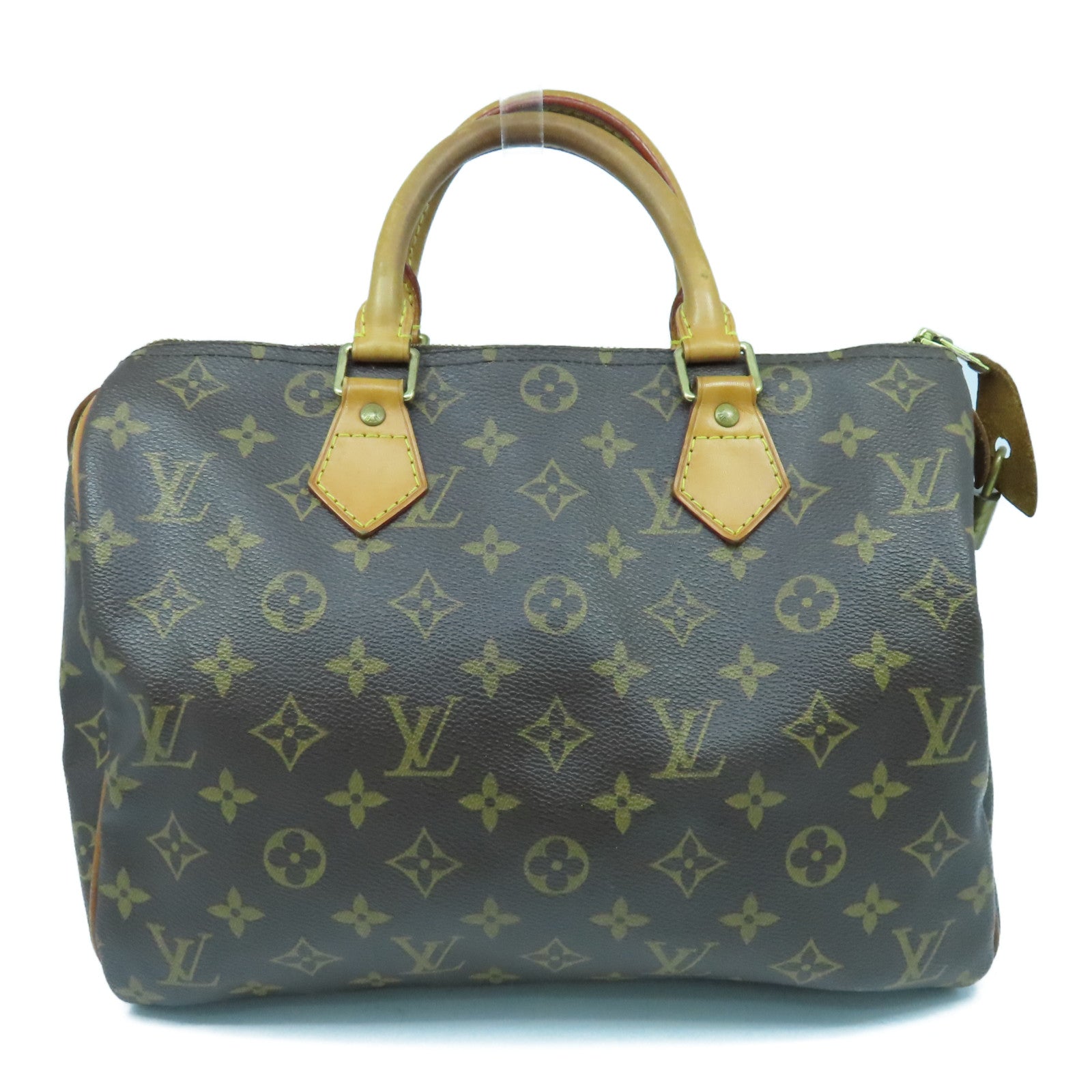 LOUIS VUITTON Monogram Speedy 30 Gold Buckle Bag Brown