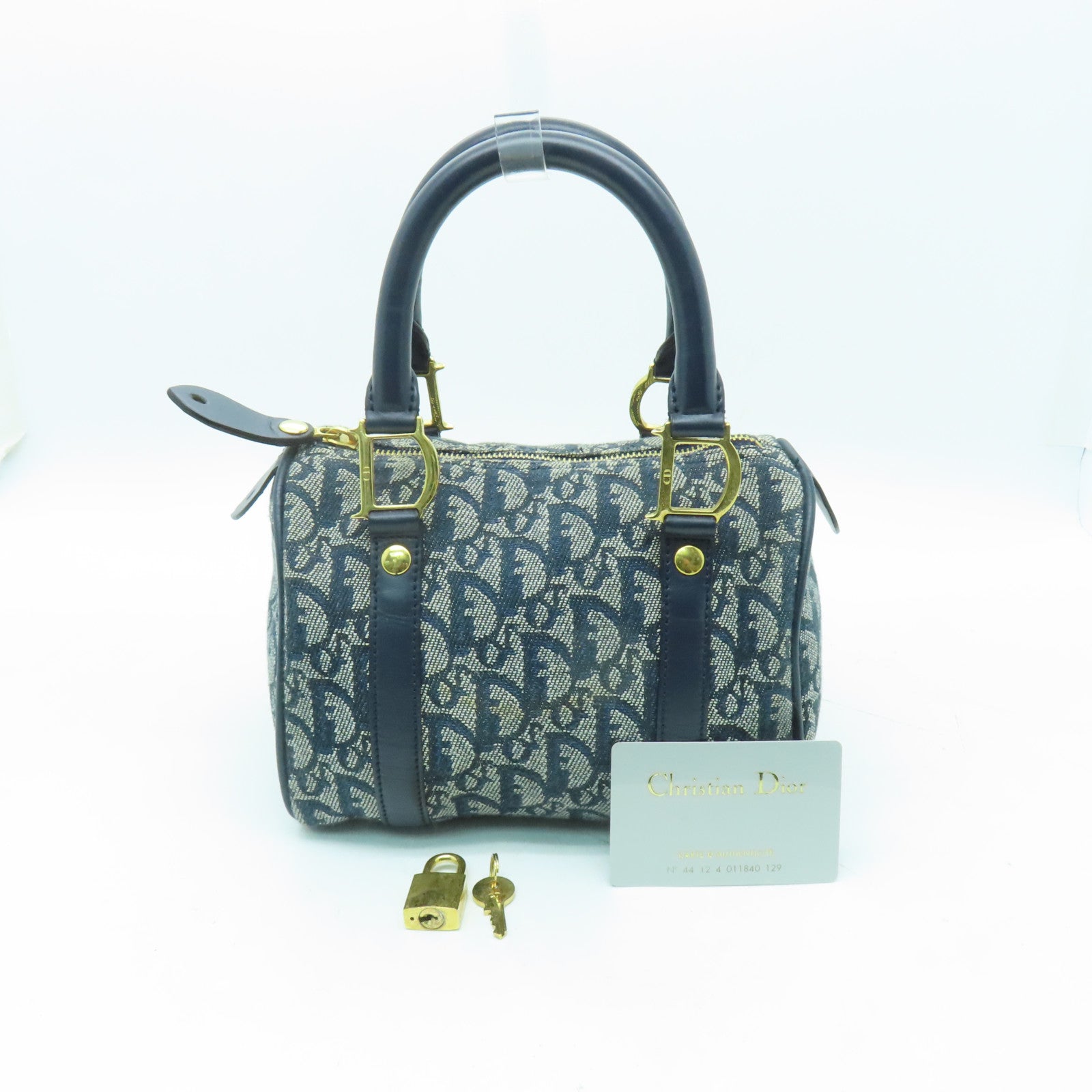 Dior 帆布Hand Bag金扣手挽袋藍色