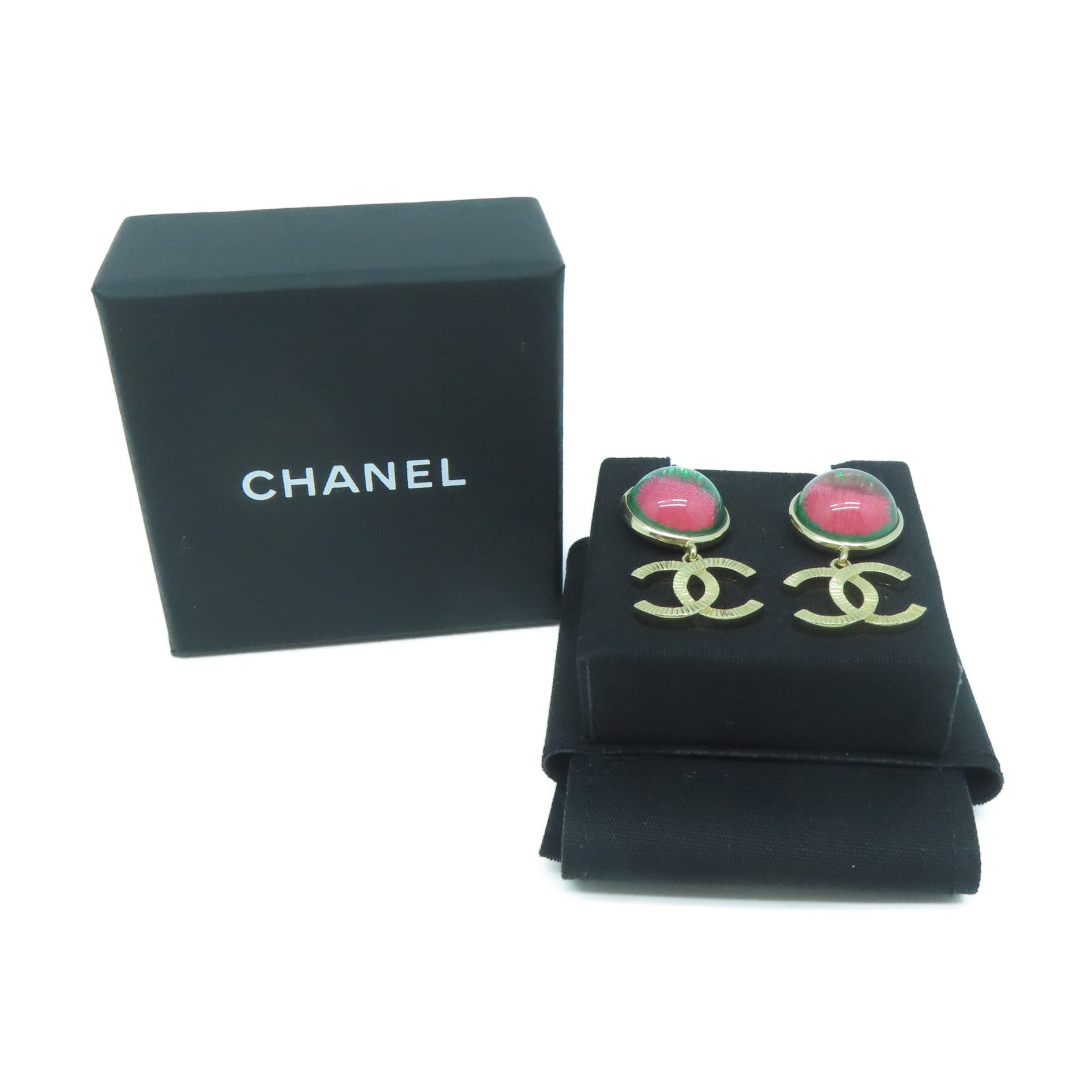 CHANEL 金屬Earrings耳環粉紅色/綠色/金色