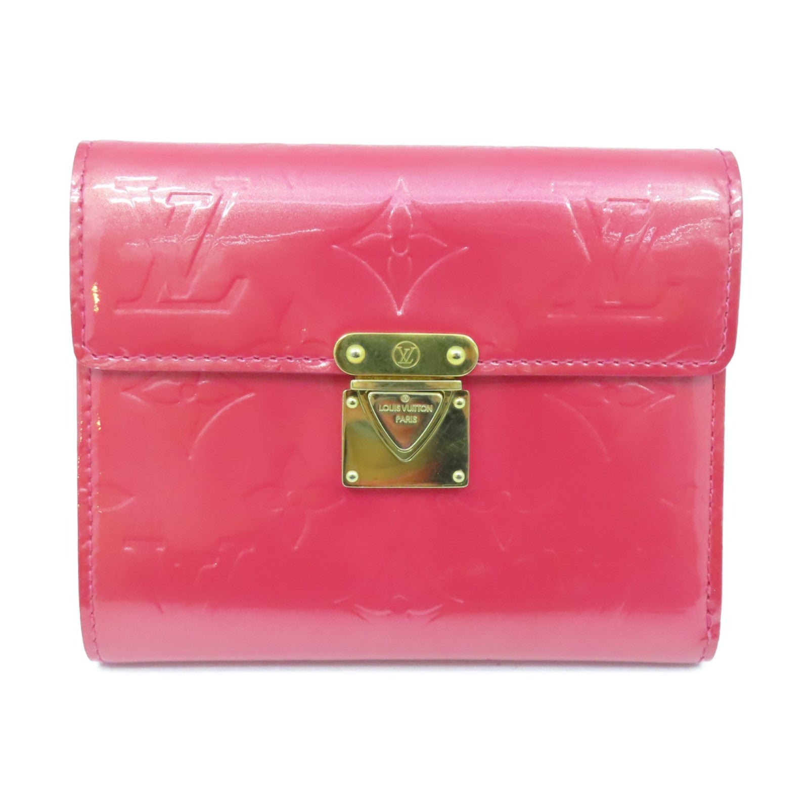 LOUIS VUITTON Vernis Wallet gold buckle wallet pink