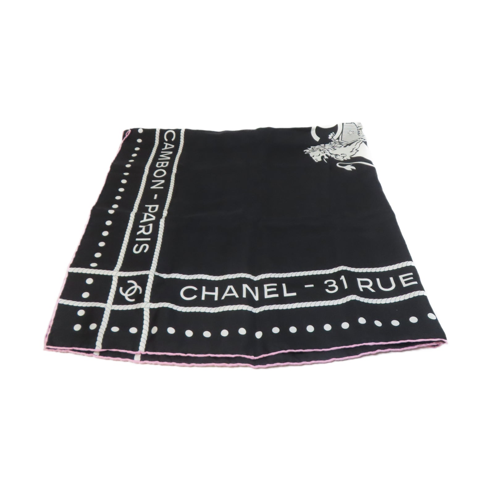 CHANEL 絲質Scarf絲巾黑色/白色