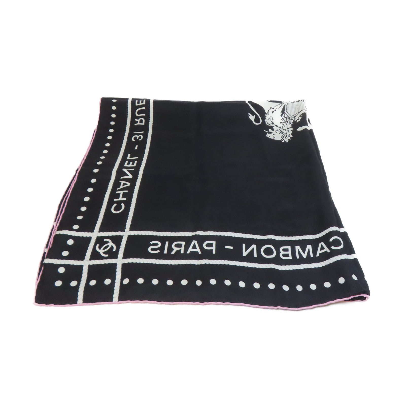 CHANEL 絲質Scarf絲巾黑色/白色