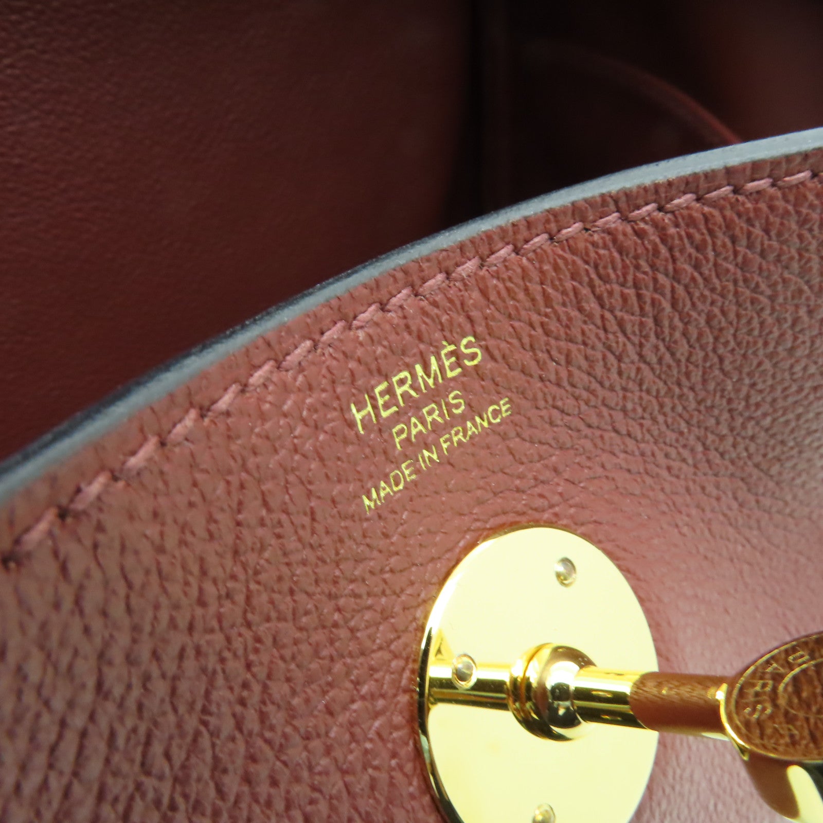 HERMES Evercolor皮革Lindy 26金扣手挽肩背兩用袋紅色