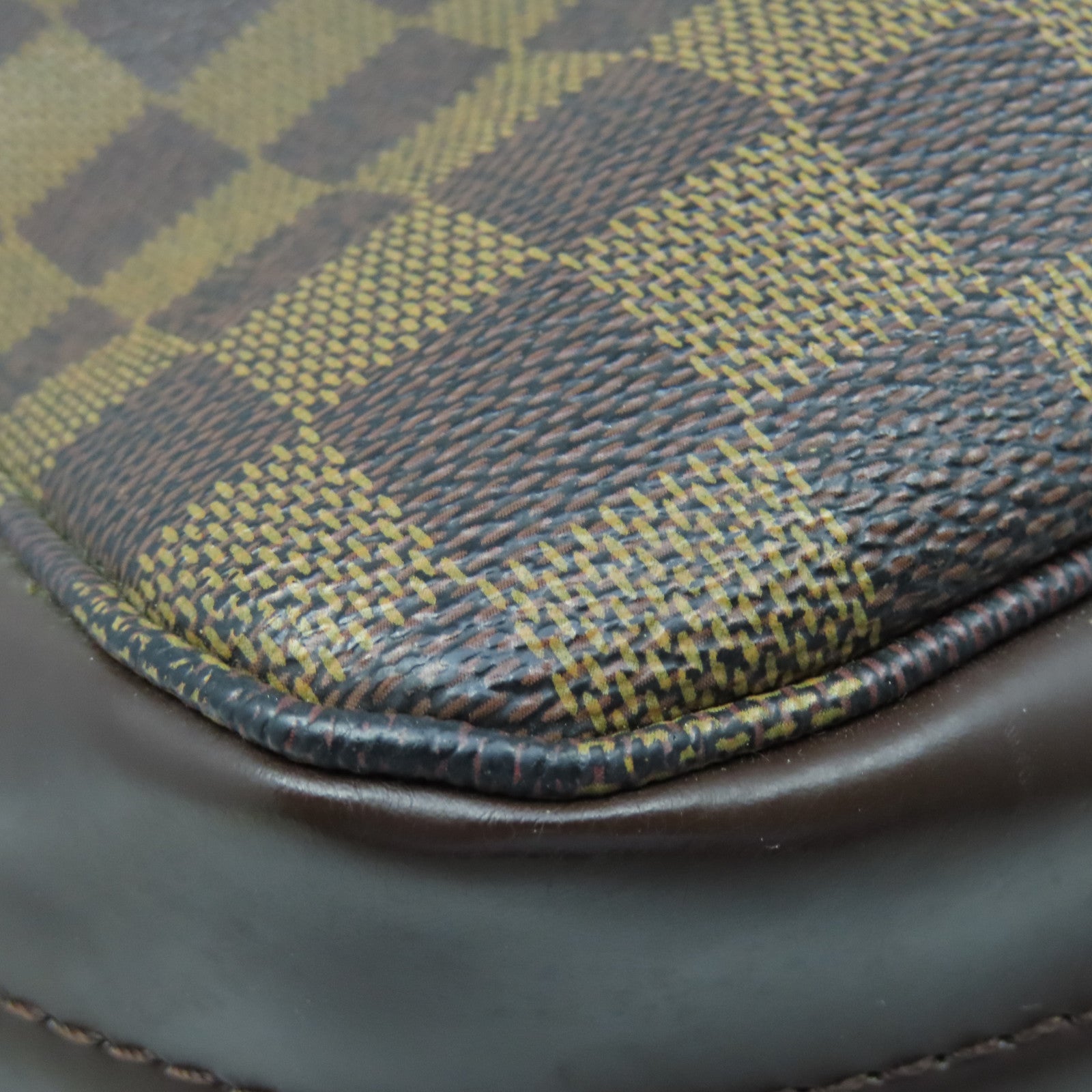 LOUIS VUITTON Damier Bastille Gold Buckle Shoulder Bag Brown