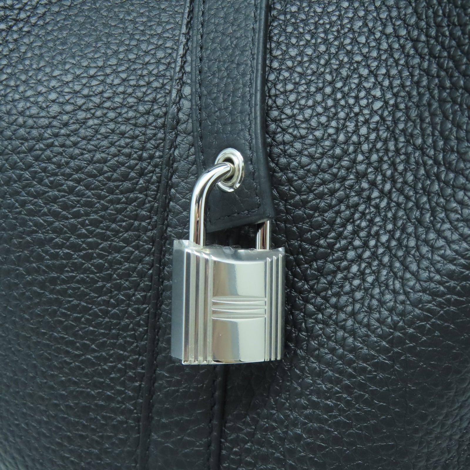 HERMES Taurillon Clemence皮革Picotin GM銀扣手挽袋黑色