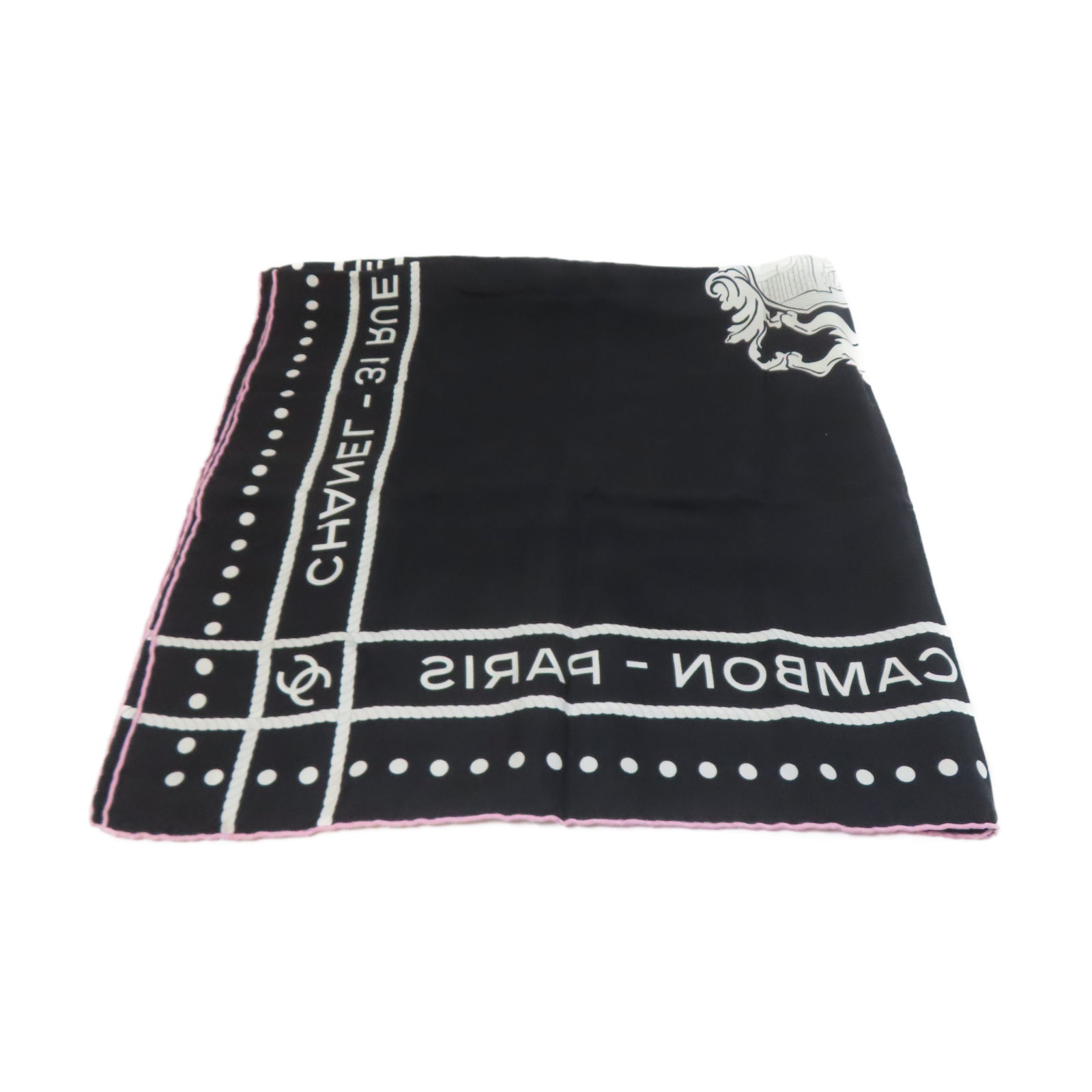 CHANEL 絲質Scarf絲巾黑色/白色