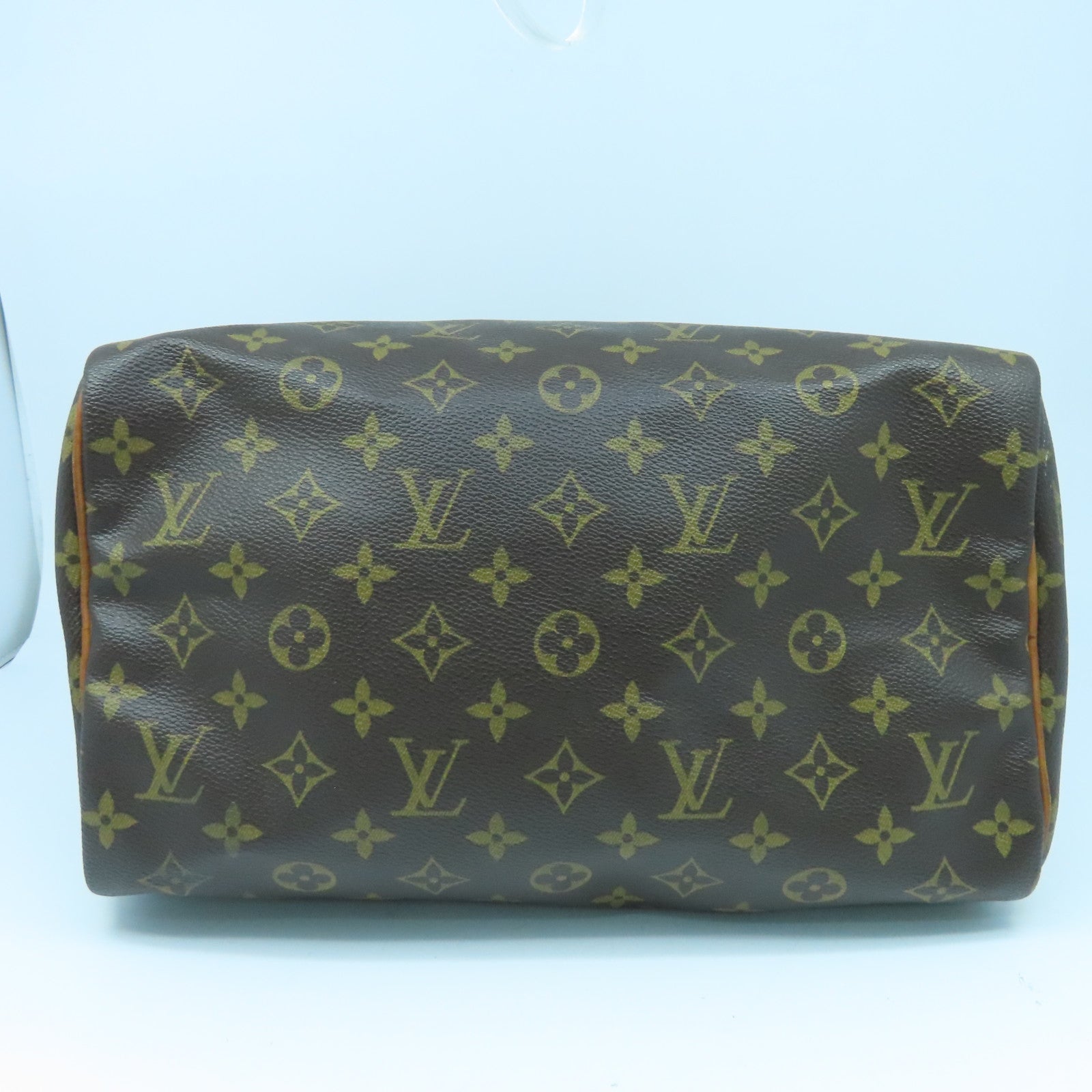 LOUIS VUITTON Monogram Speedy 30 Gold Buckle Bag Brown