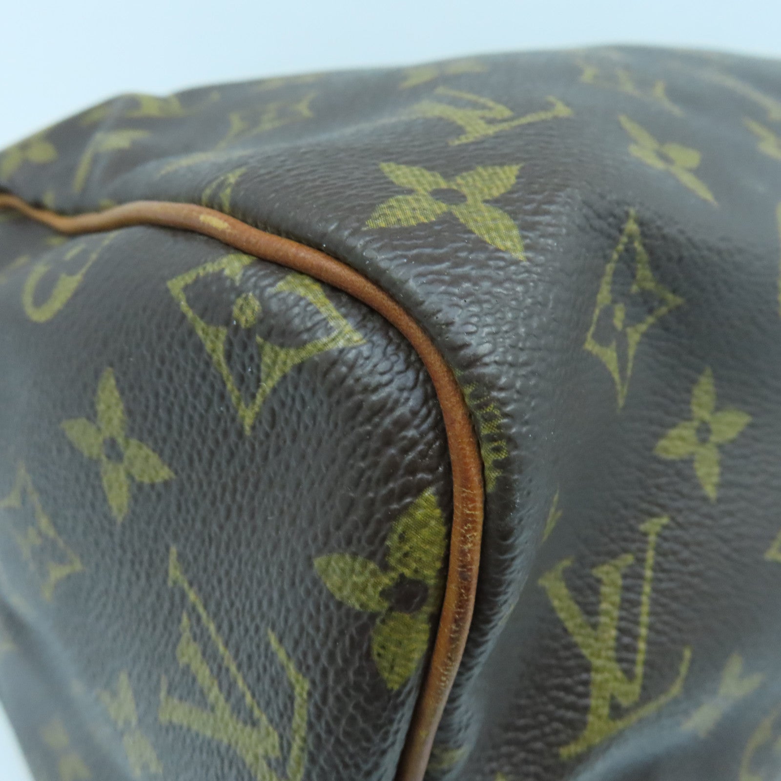 LOUIS VUITTON Monogram Speedy 30 Gold Buckle Bag Brown