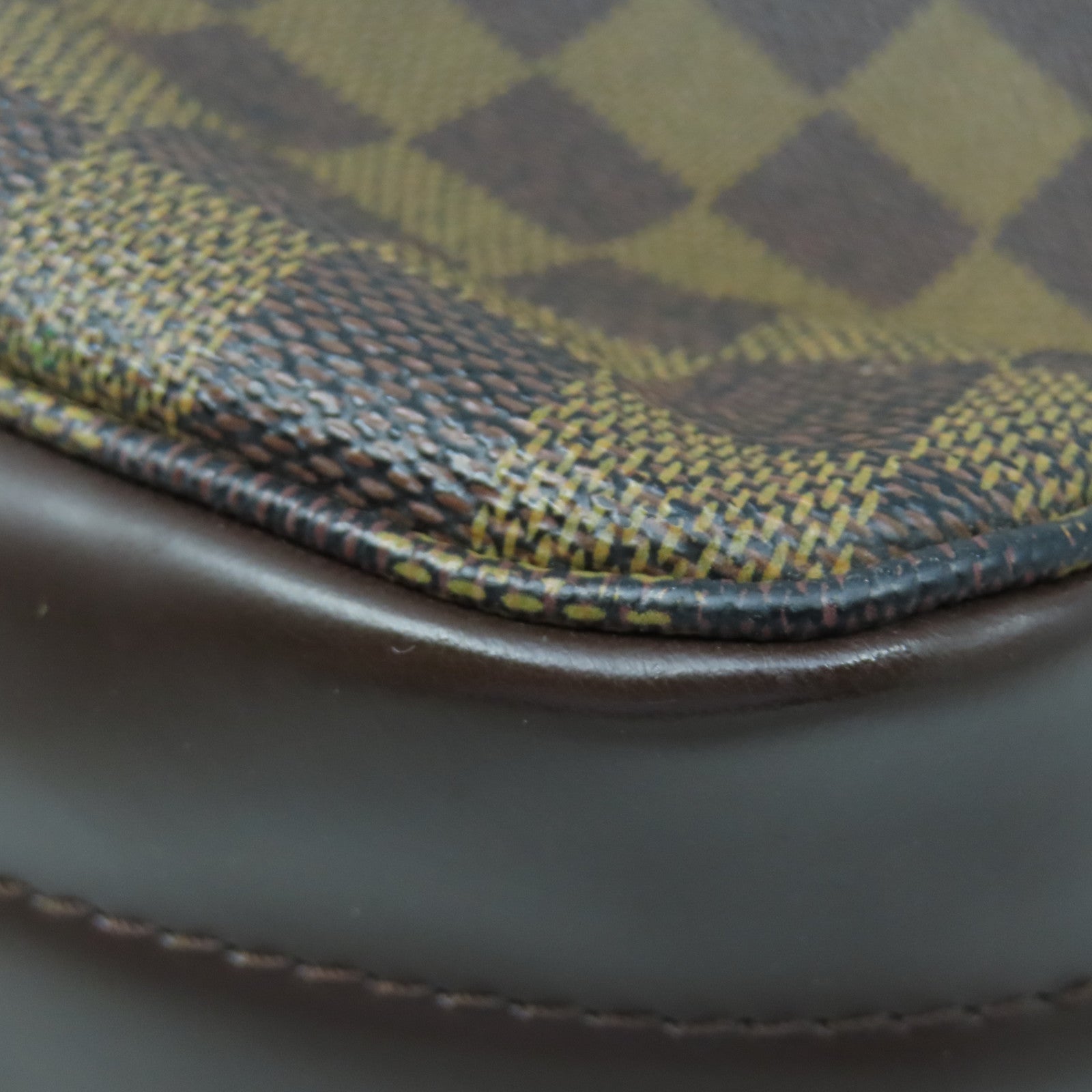 LOUIS VUITTON Damier Bastille Gold Buckle Shoulder Bag Brown