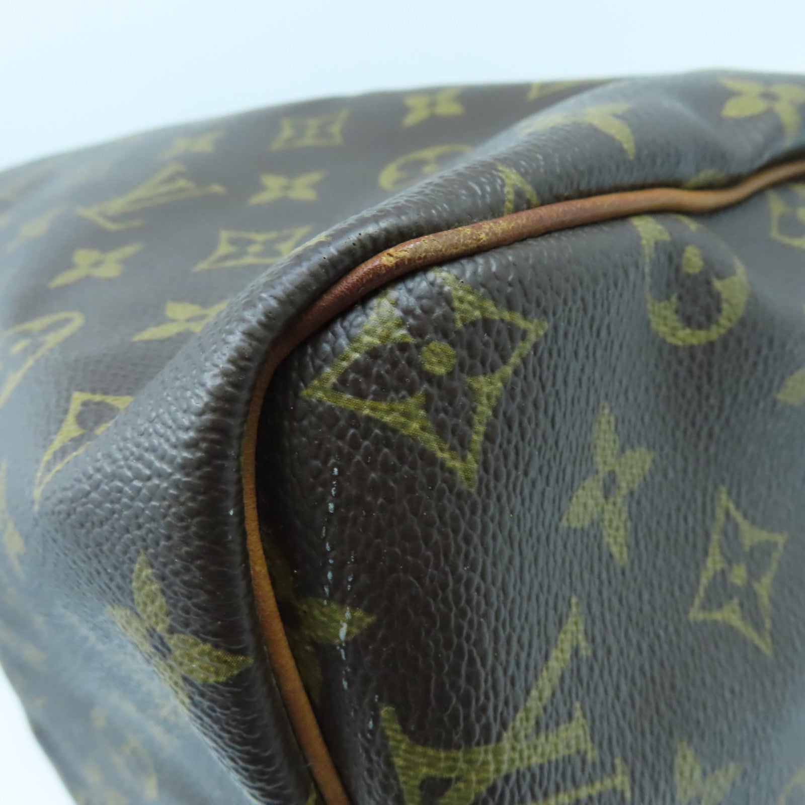 LOUIS VUITTON Monogram Speedy 30 Gold Buckle Bag Brown