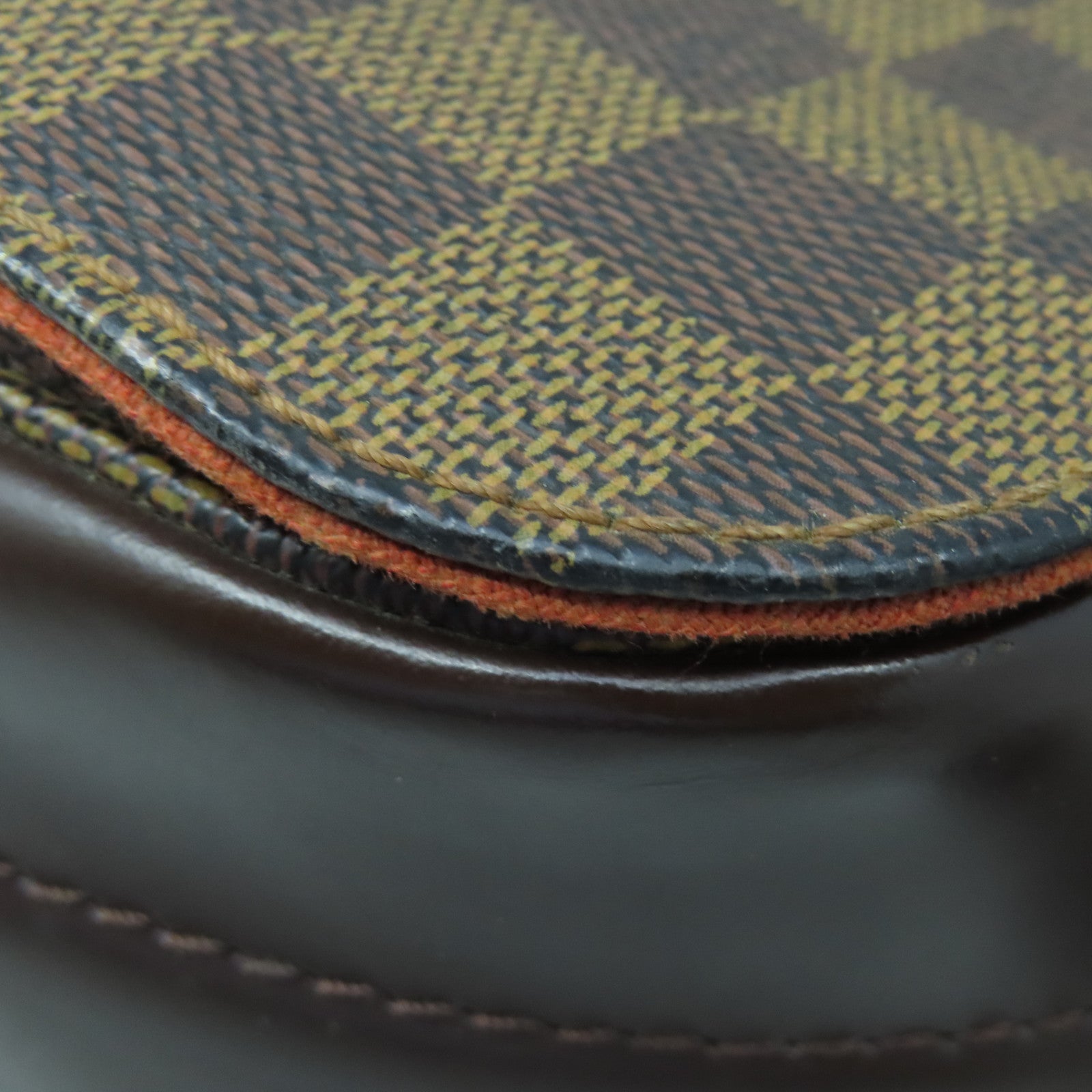 LOUIS VUITTON Damier Bastille Gold Buckle Shoulder Bag Brown