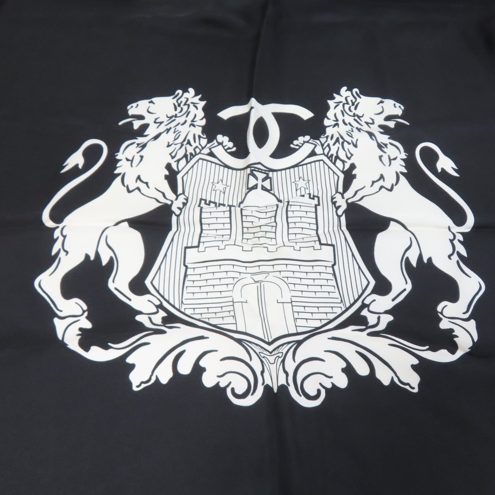 CHANEL 絲質Scarf絲巾黑色/白色