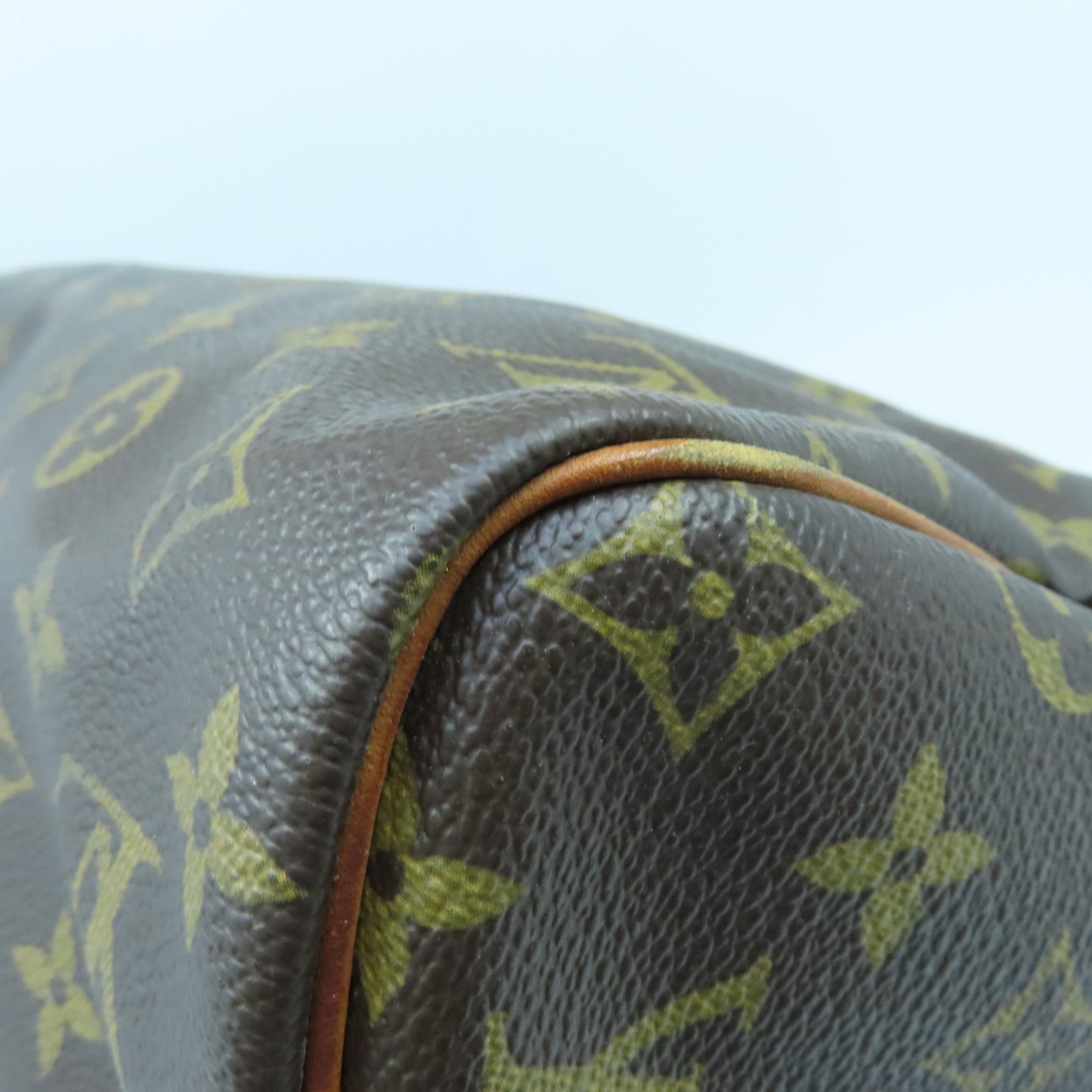 LOUIS VUITTON Monogram Speedy 30 Gold Buckle Bag Brown