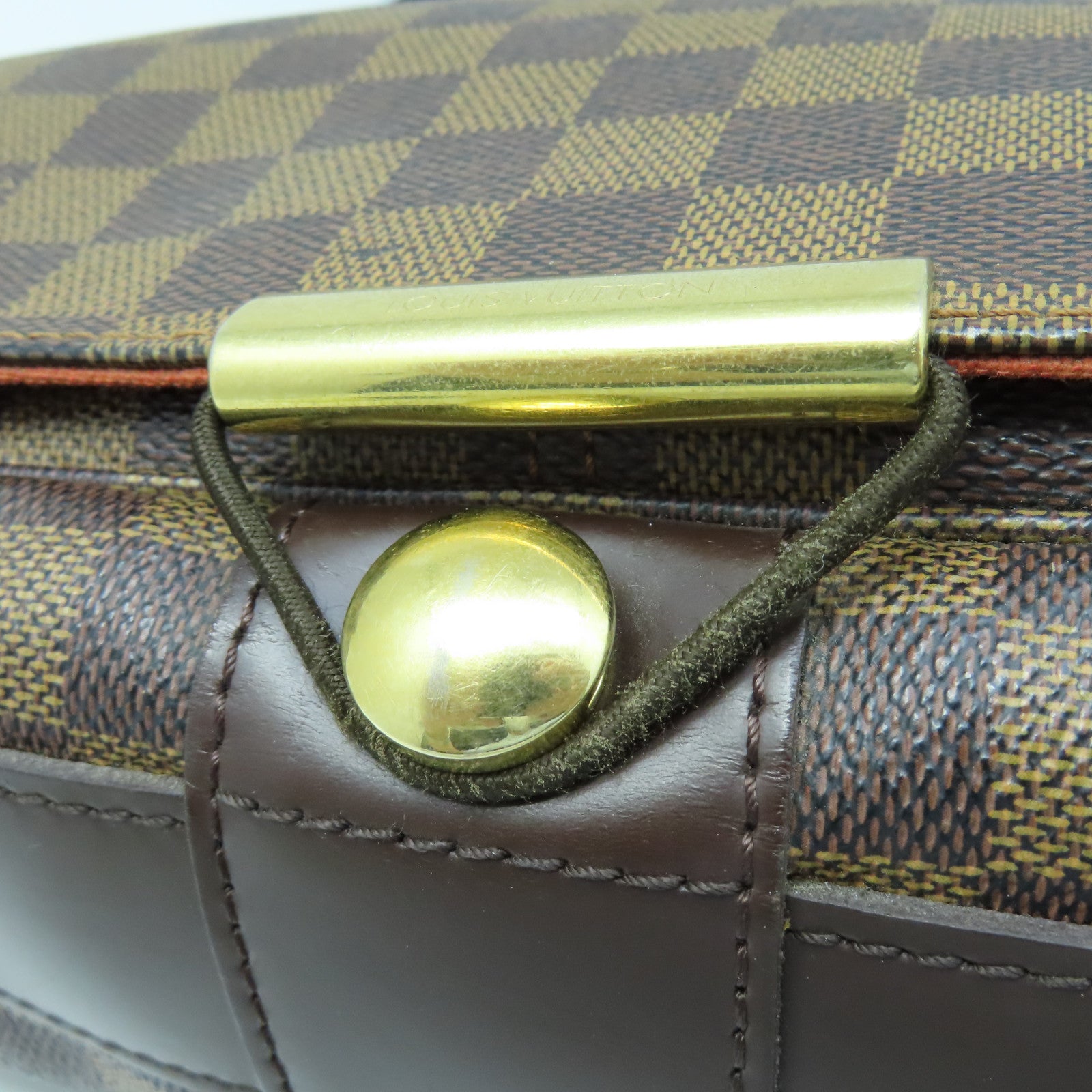 LOUIS VUITTON Damier Bastille Gold Buckle Shoulder Bag Brown