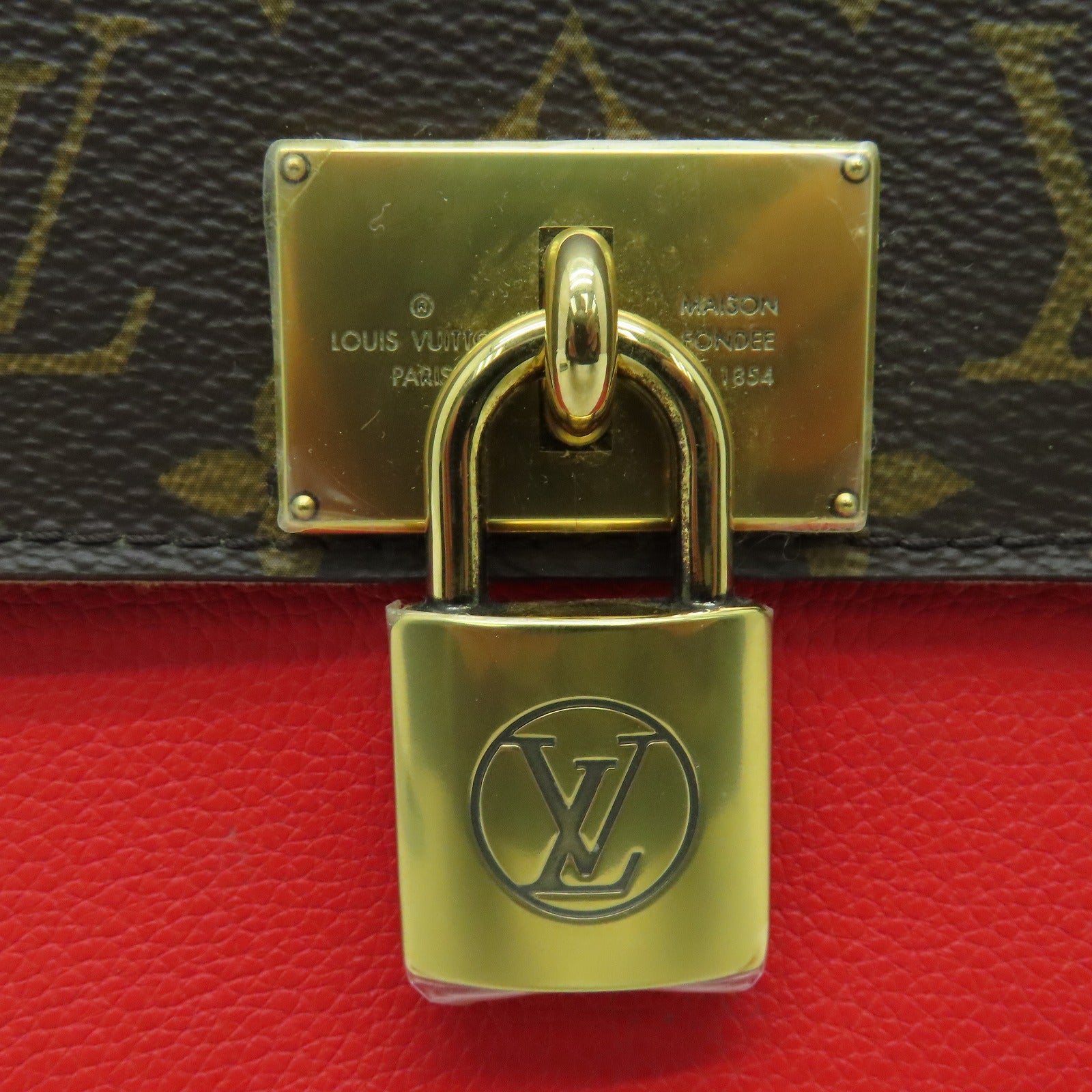 LOUIS VUITTON Monogram Marignan金扣手挽肩背两用袋啡色/红色
