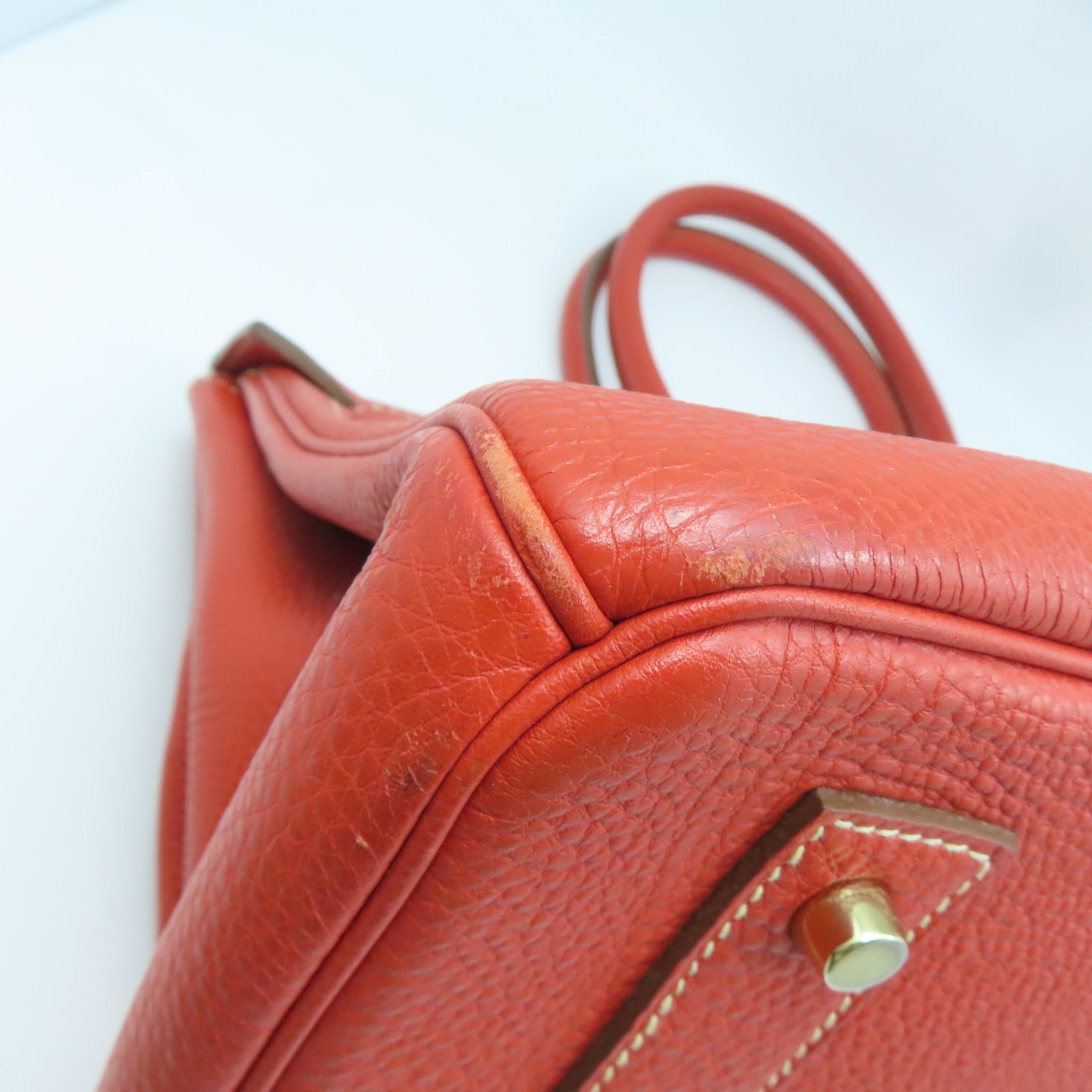 HERMES Togo皮革Shoulder Birkin金扣肩背袋鱷魚橘
