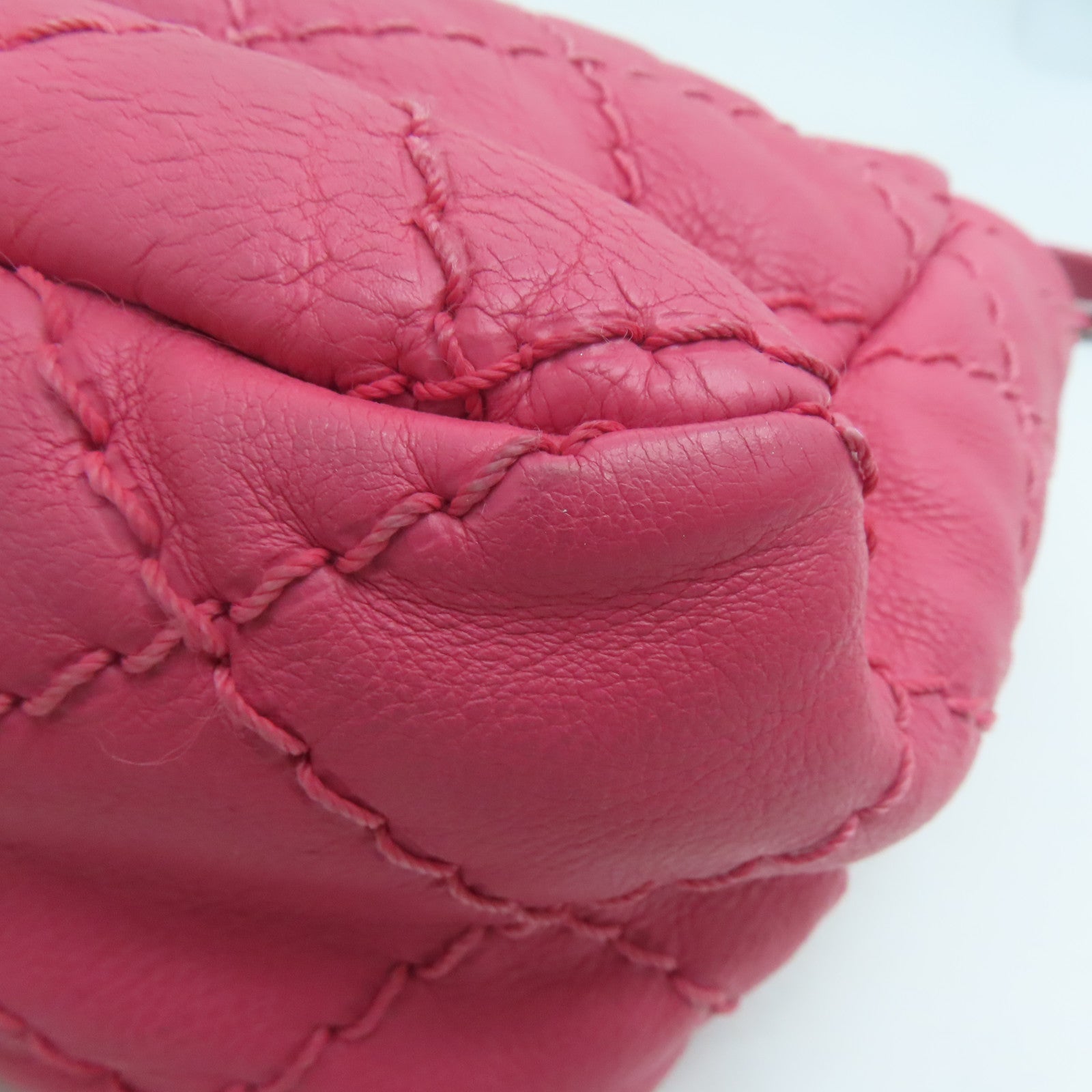 CHANEL rhombic cowhide leather Chain Shoulder silver buckle shoulder bag pink