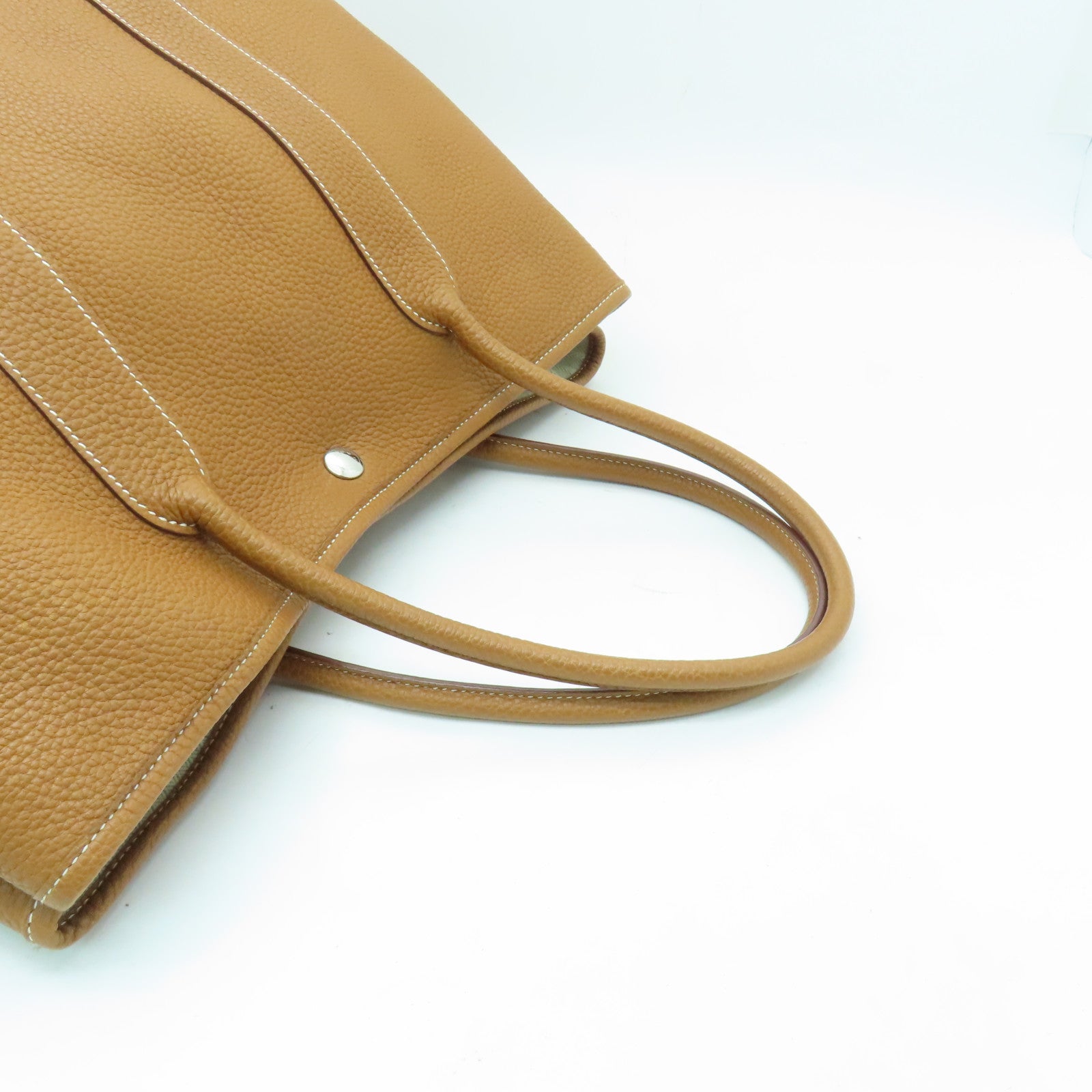 HERMES 【激減優惠】Clemence皮革Garden Party PM銀扣手挽袋啡色