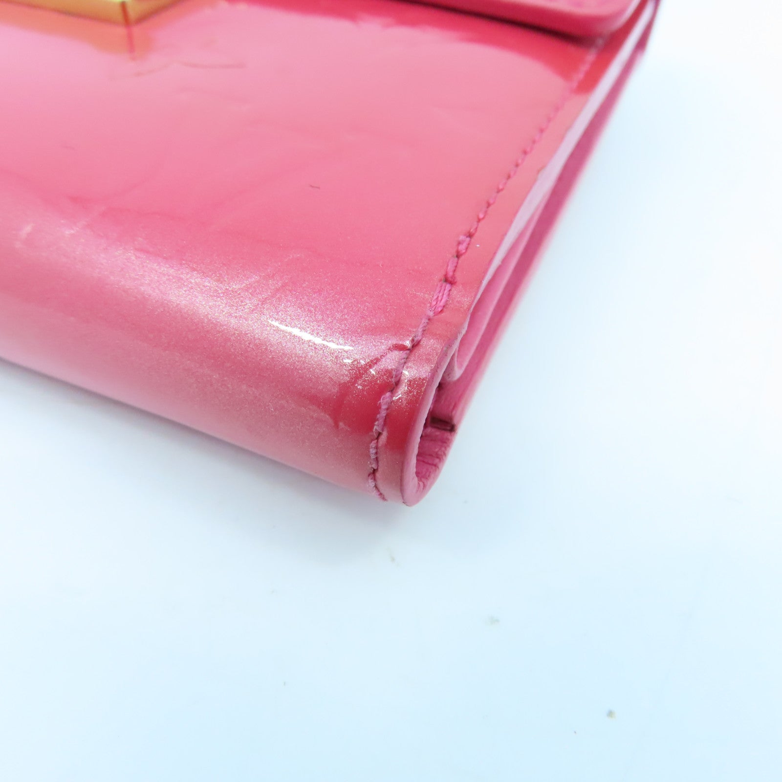 LOUIS VUITTON Vernis Wallet gold buckle wallet pink