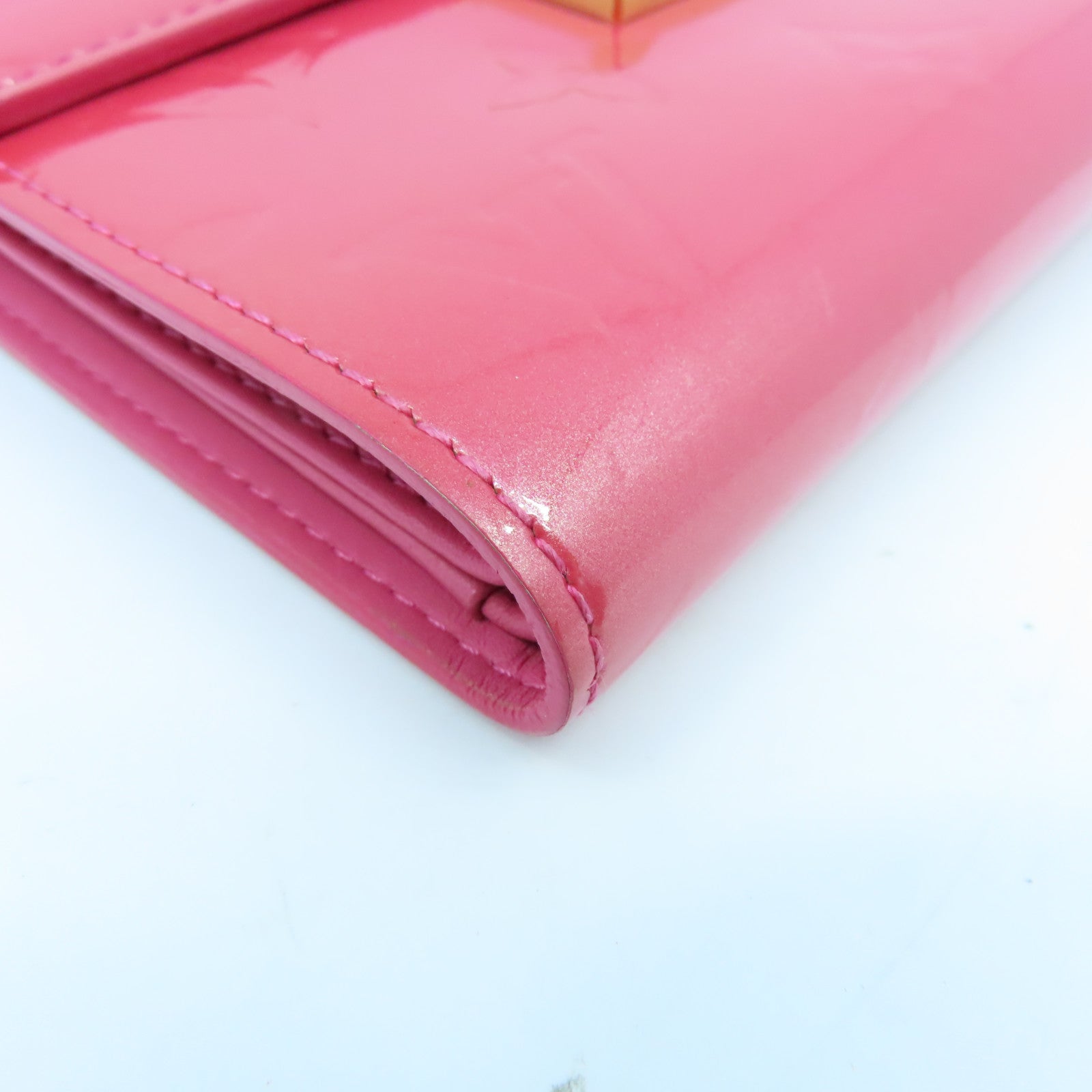 LOUIS VUITTON Vernis Wallet gold buckle wallet pink