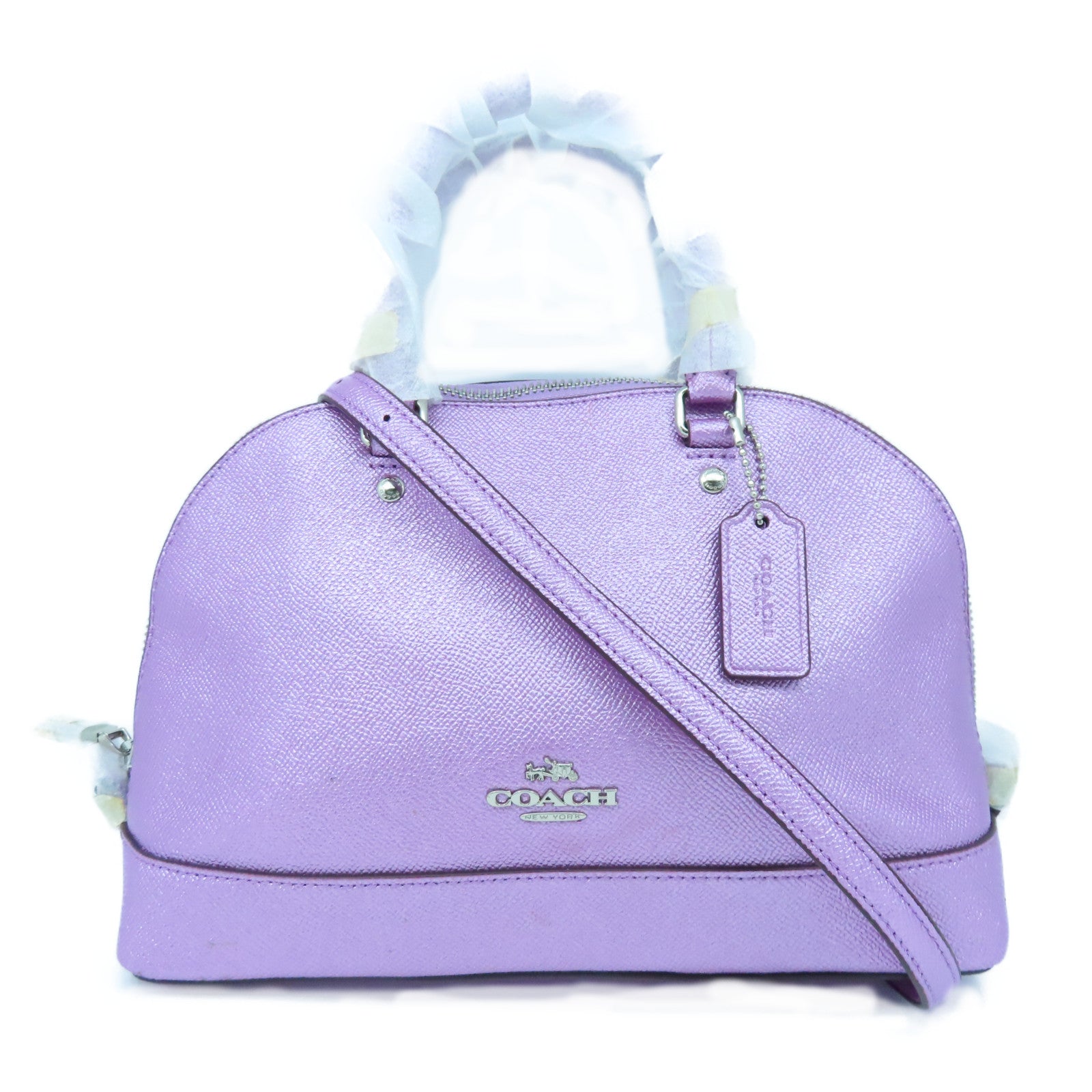 COACH 牛皮皮革2 Way Shoulder银扣手挽肩背两用袋粉红色