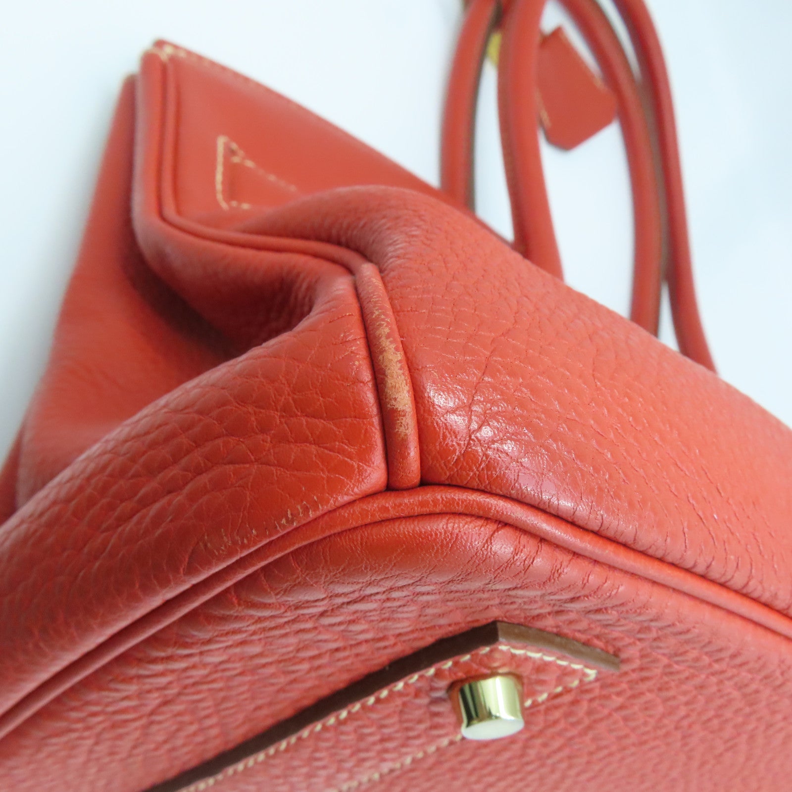HERMES Togo皮革Shoulder Birkin金扣肩背袋鱷魚橘