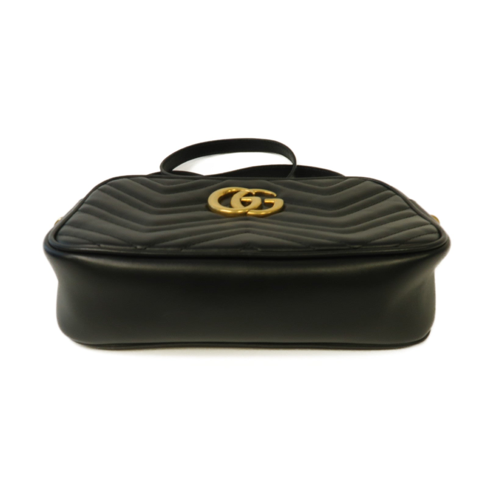 GUCCI 皮革GG Marmont金扣鏈帶肩背袋黑色
