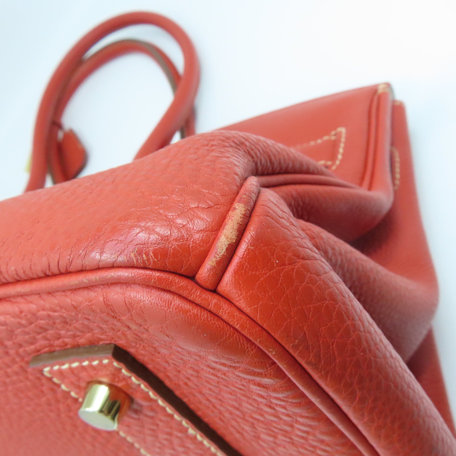 HERMES Togo皮革Shoulder Birkin金扣肩背袋鱷魚橘