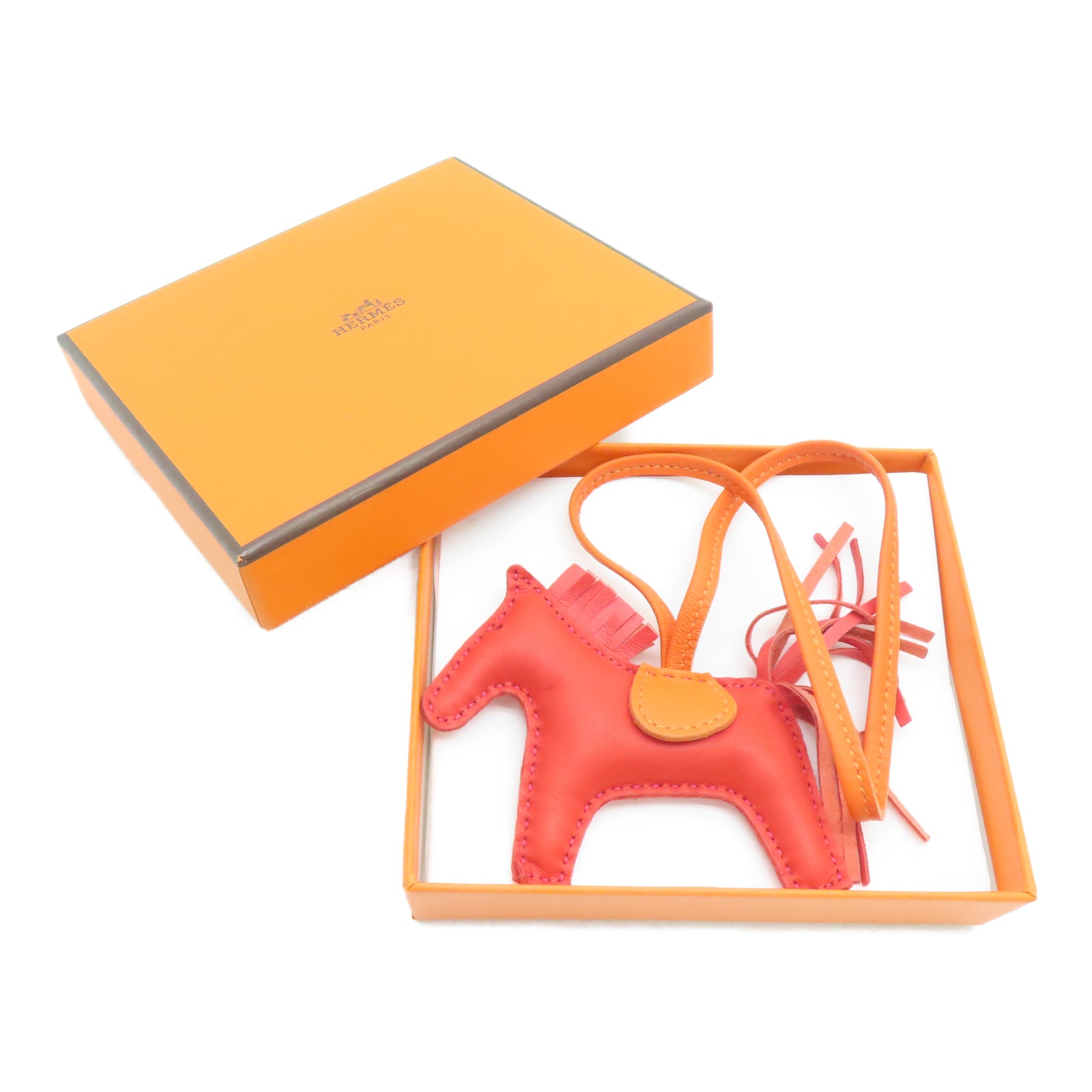 HERMES Veau Swift Leather Rodeo S Charm Red/Orange