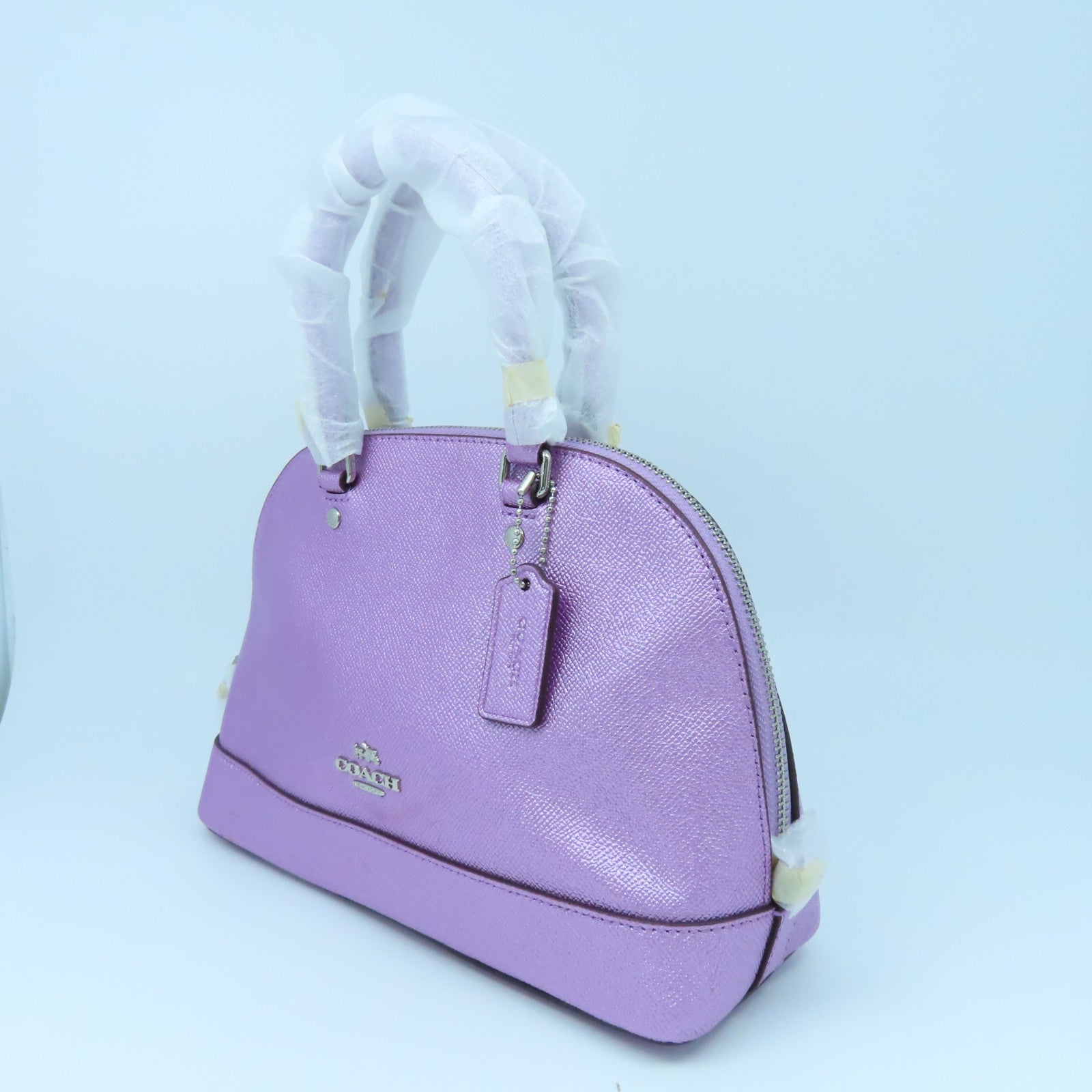 COACH 牛皮皮革2 Way Shoulder银扣手挽肩背两用袋粉红色