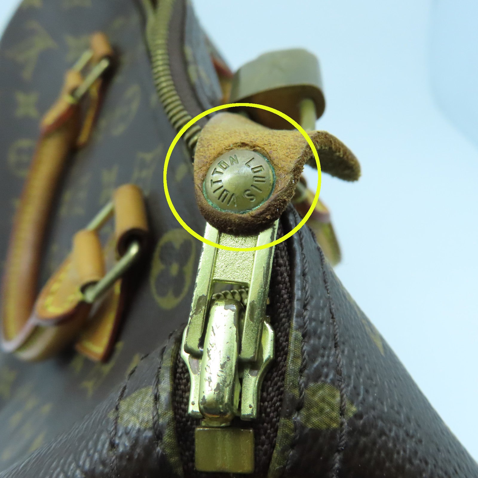 LOUIS VUITTON Monogram Speedy 30 Gold Buckle Bag Brown