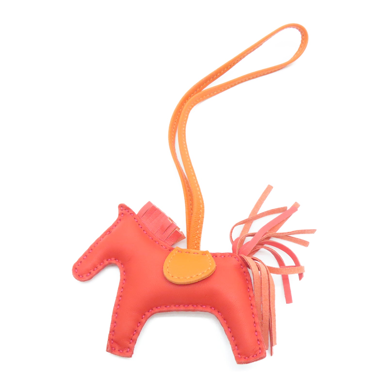 HERMES Veau Swift Leather Rodeo S Charm Red/Orange