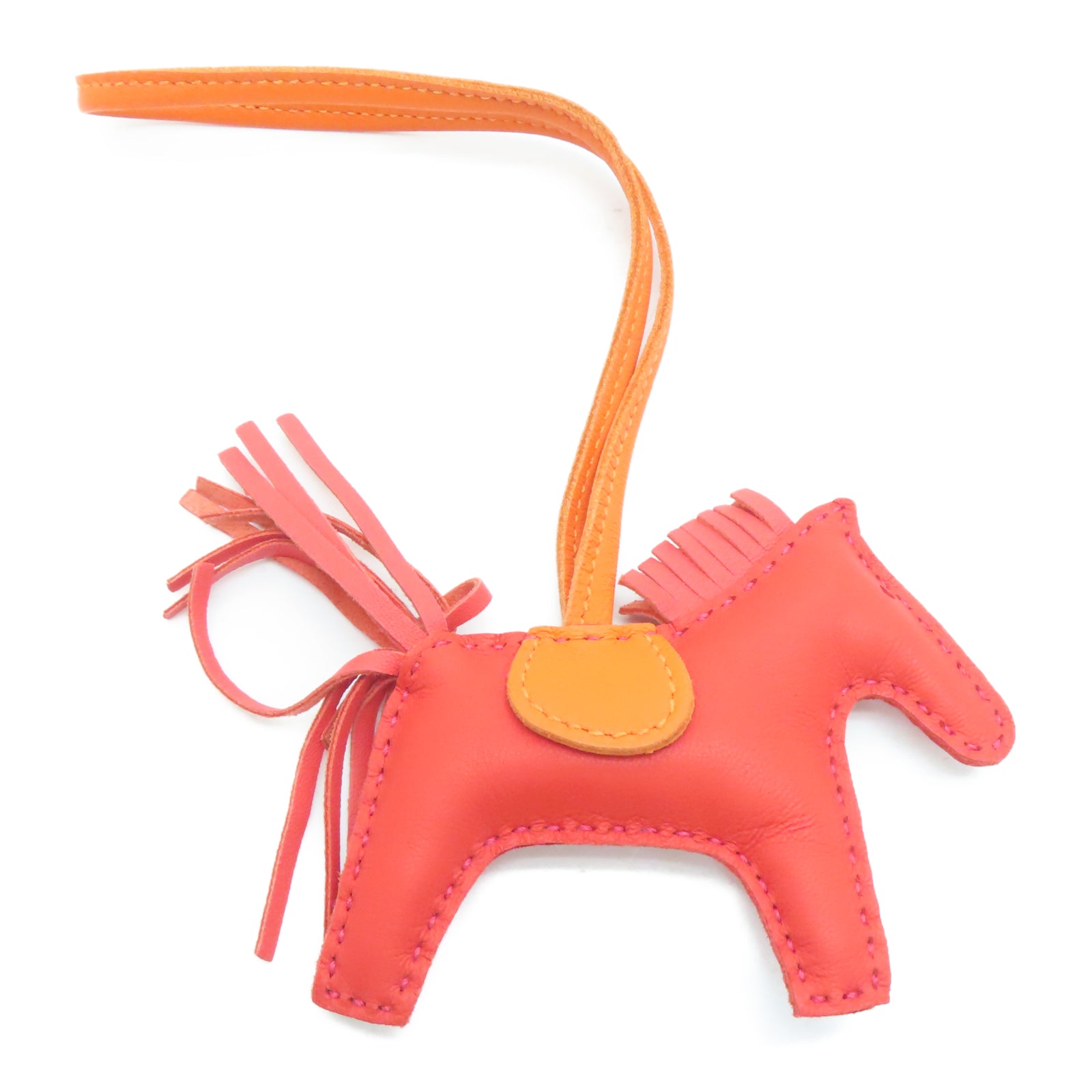 HERMES Veau Swift Leather Rodeo S Charm Red/Orange