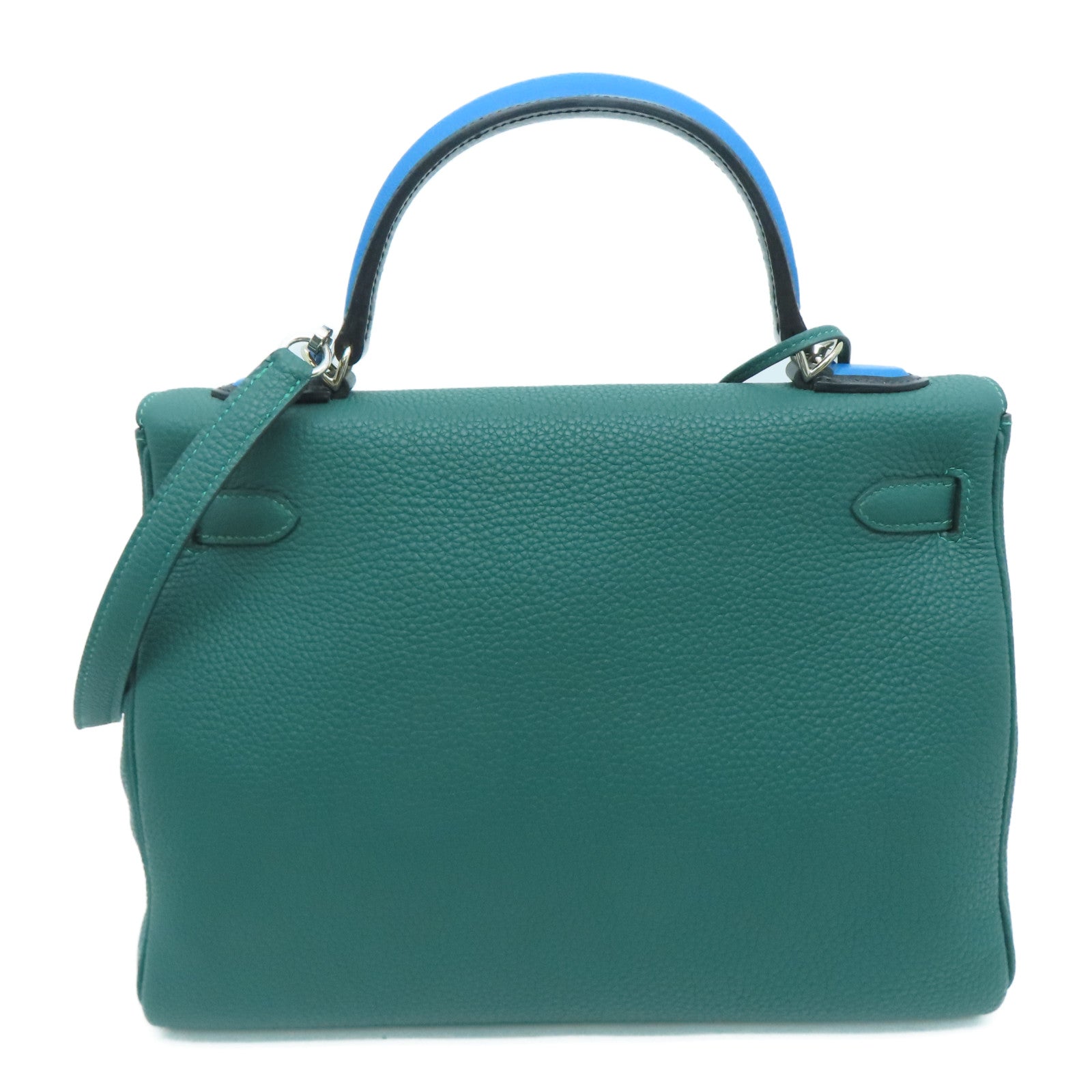HERMES [Sharp discount] Togo leather Galop Kelly 32 silver buckle shoulder bag Malachite/Zanzibar