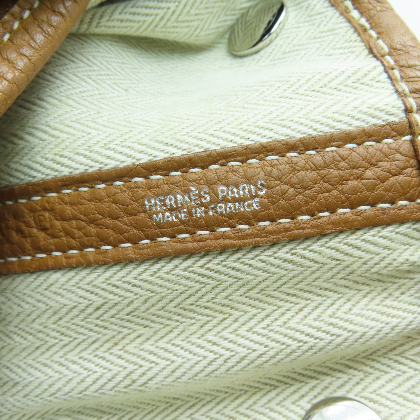 HERMES 【激減優惠】Clemence皮革Garden Party PM銀扣手挽袋啡色