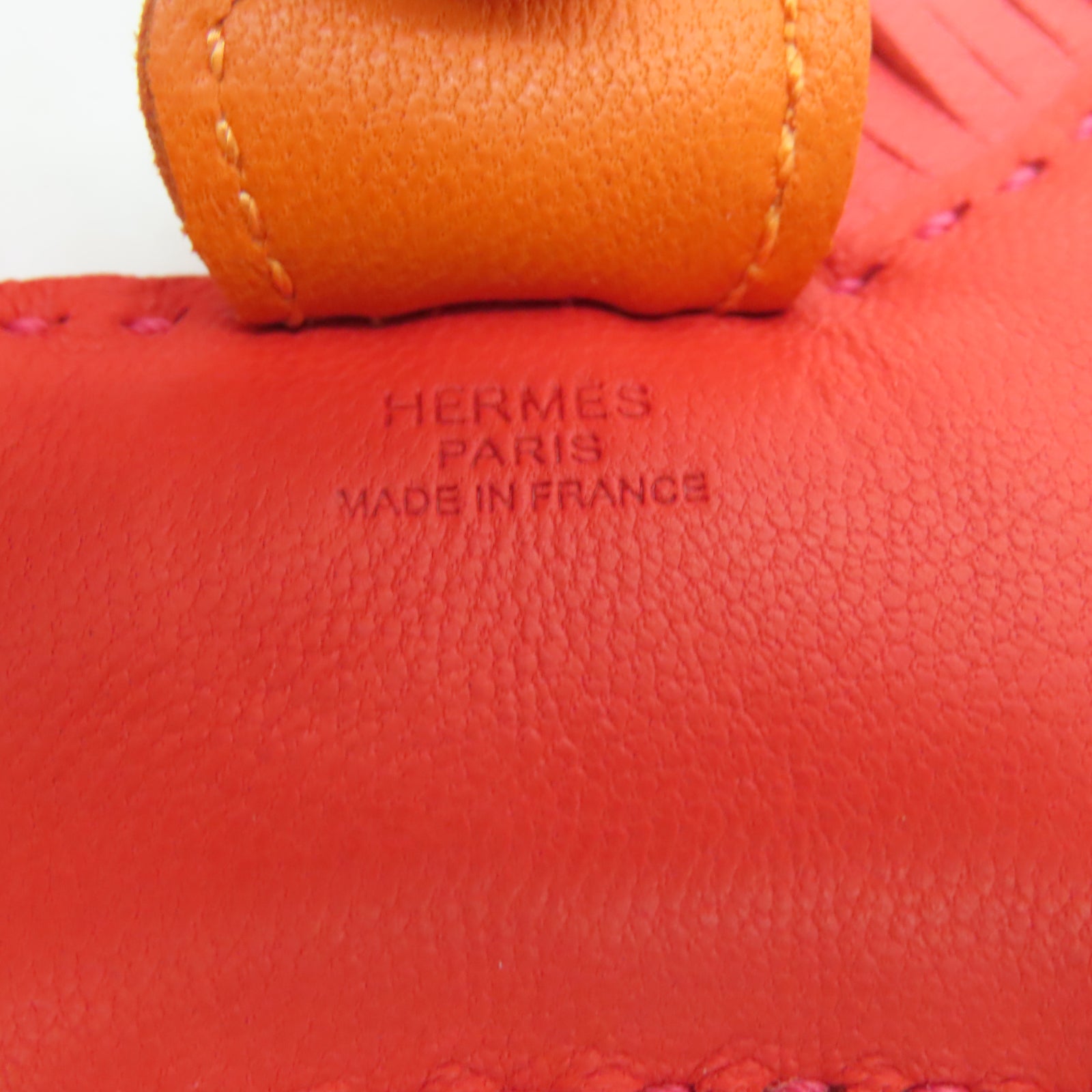 HERMES Veau Swift Leather Rodeo S Charm Red/Orange