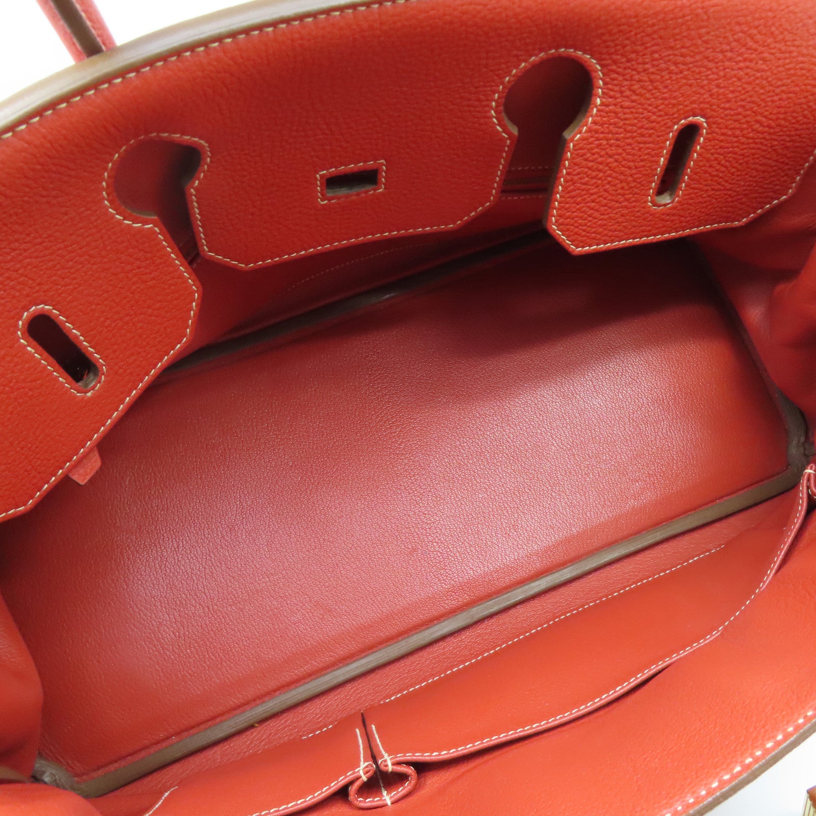 HERMES Togo皮革Shoulder Birkin金扣肩背袋鱷魚橘