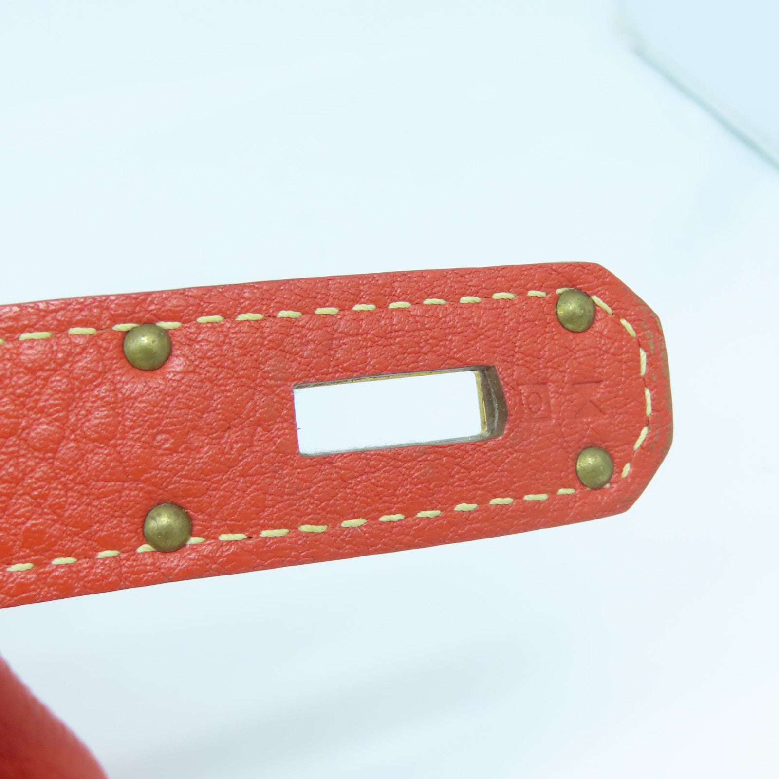 HERMES Togo皮革Shoulder Birkin金扣肩背袋鱷魚橘