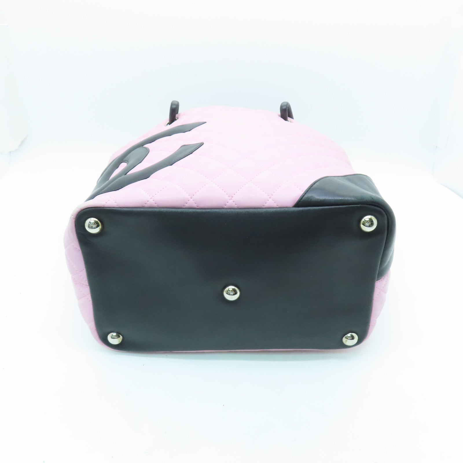 CHANEL Lingge cowhide leather Cambon Tote Bag silver buckle handle bag pink