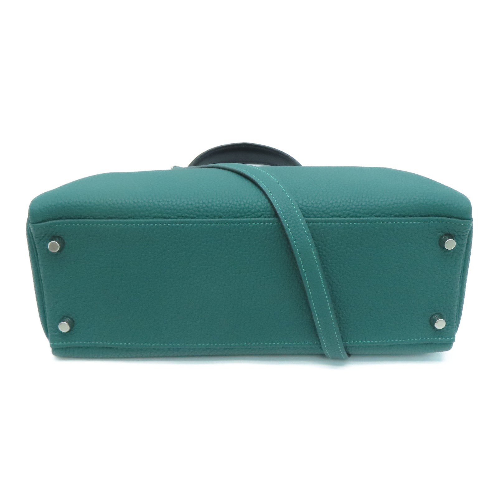 HERMES [Sharp discount] Togo leather Galop Kelly 32 silver buckle shoulder bag Malachite/Zanzibar