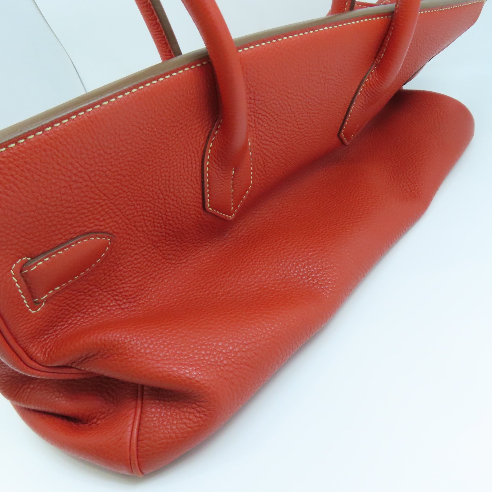HERMES Togo皮革Shoulder Birkin金扣肩背袋鱷魚橘