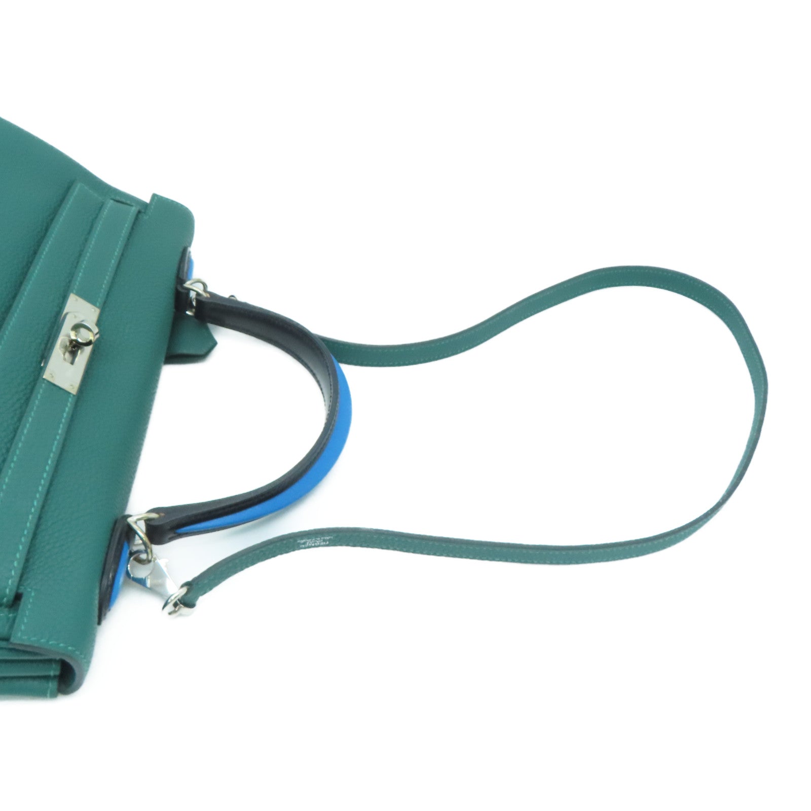 HERMES [Sharp discount] Togo leather Galop Kelly 32 silver buckle shoulder bag Malachite/Zanzibar