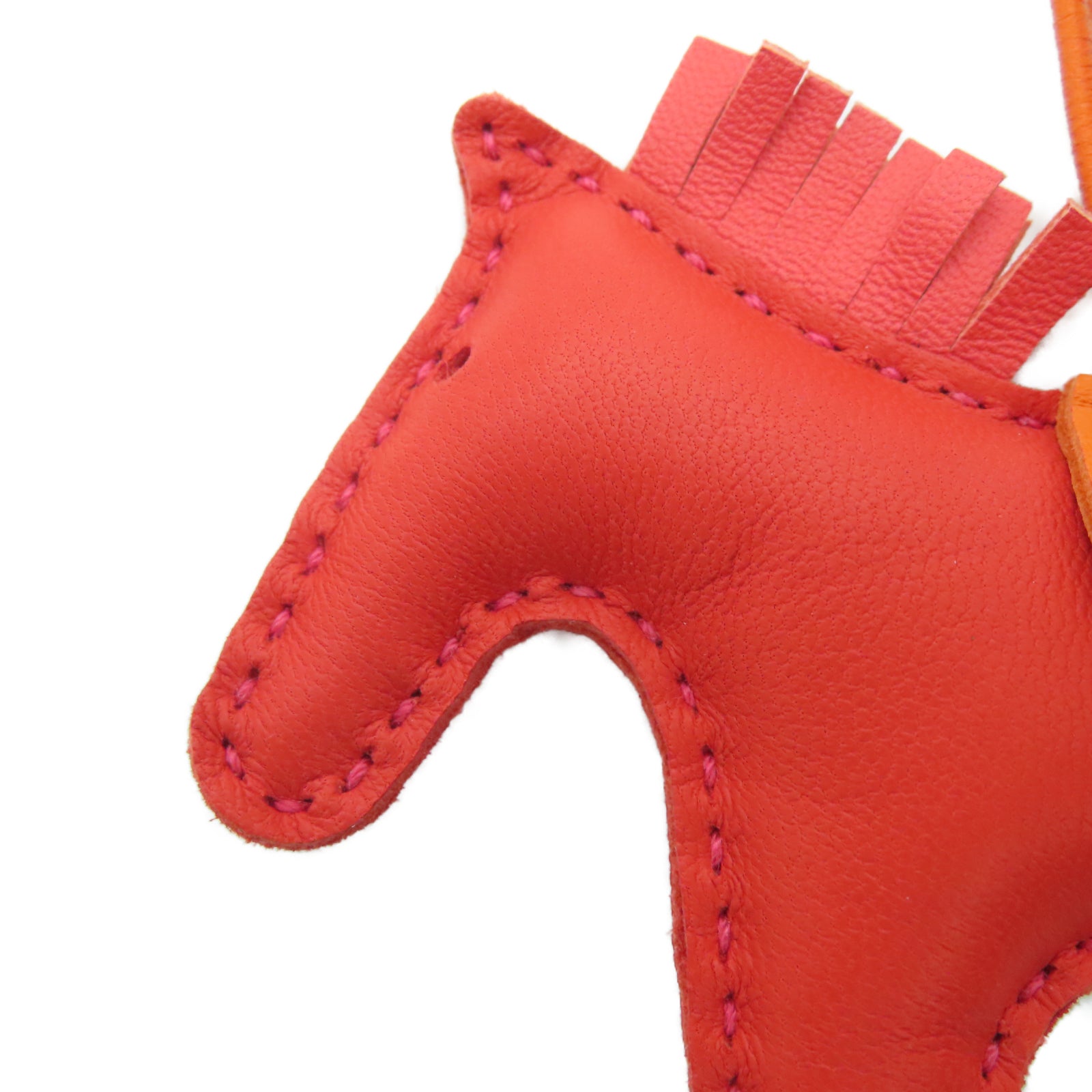 HERMES Veau Swift Leather Rodeo S Charm Red/Orange