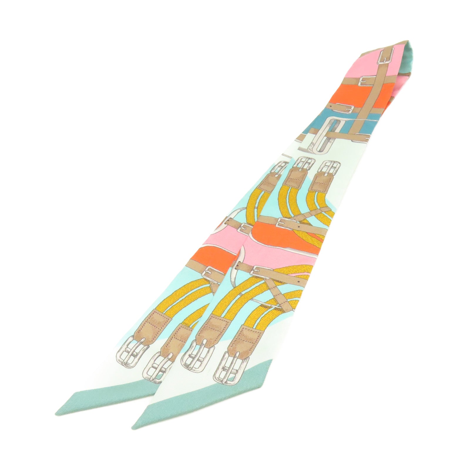 HERMES 【激減優惠】絲質Twilly Scarf絲巾湖水綠色/啡色/彩色
