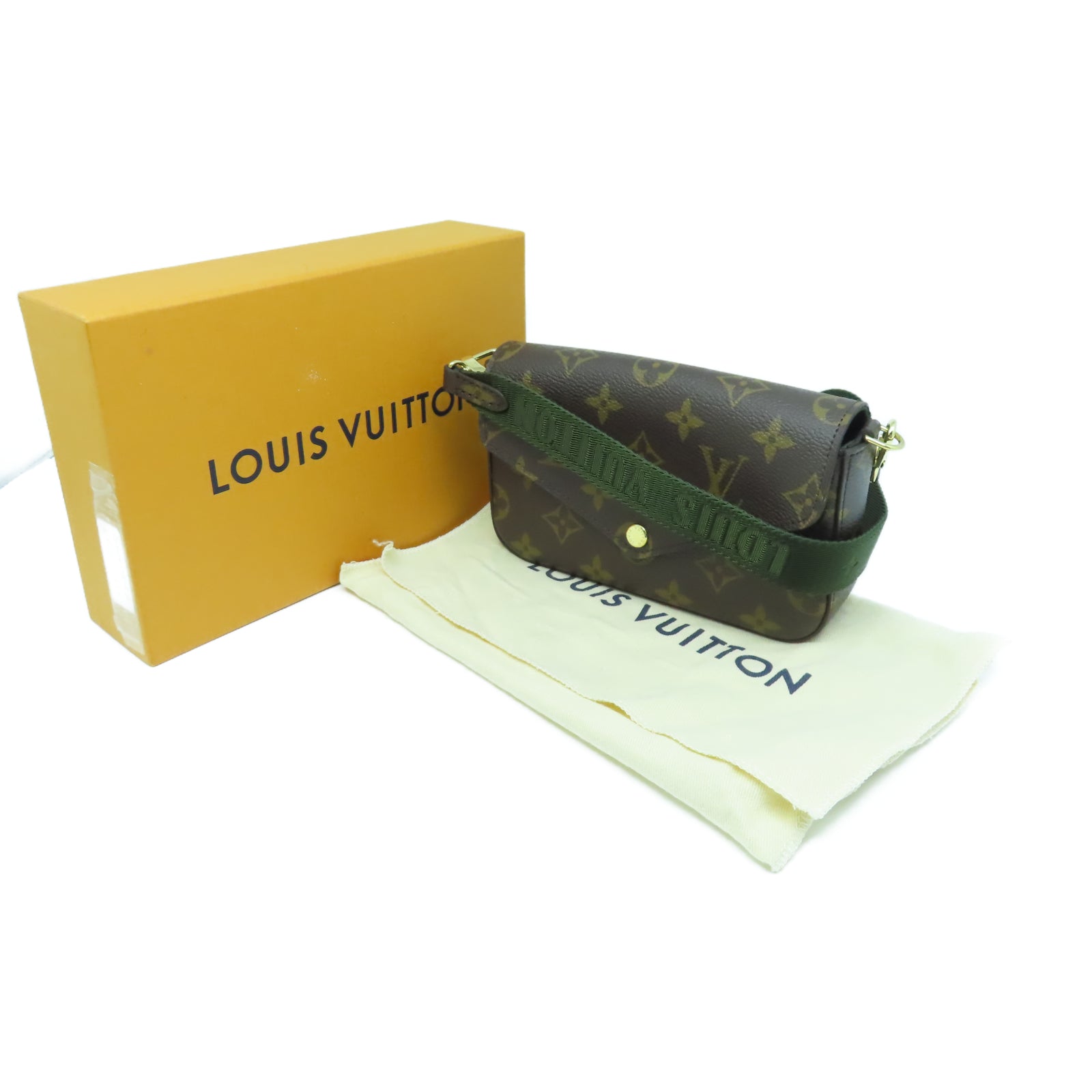 LOUIS VUITTON Monogram Felicie Strap & Go金扣肩背袋啡色