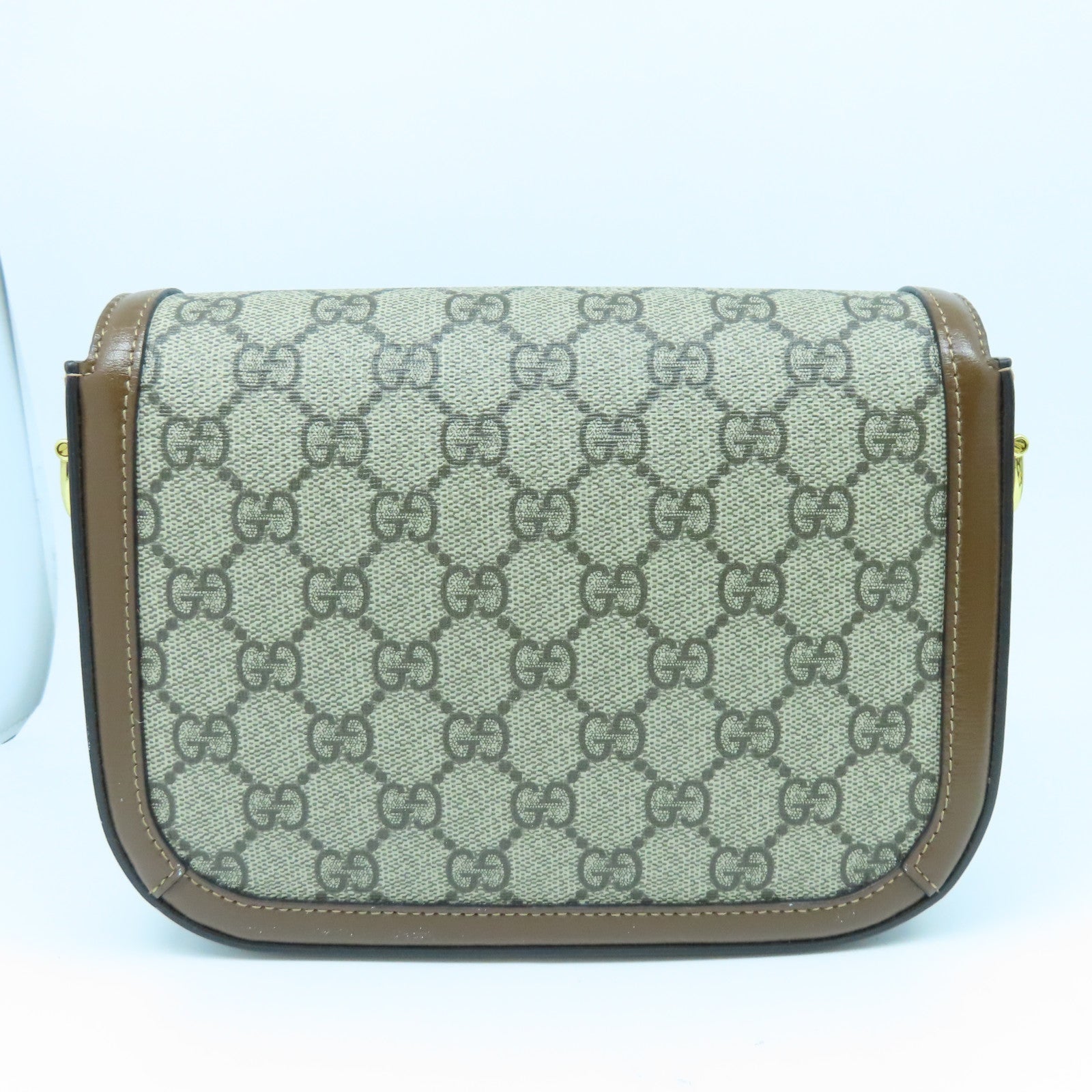 GUCCI 塗層皮革1955 Horsebit Mini金扣肩背袋啡色