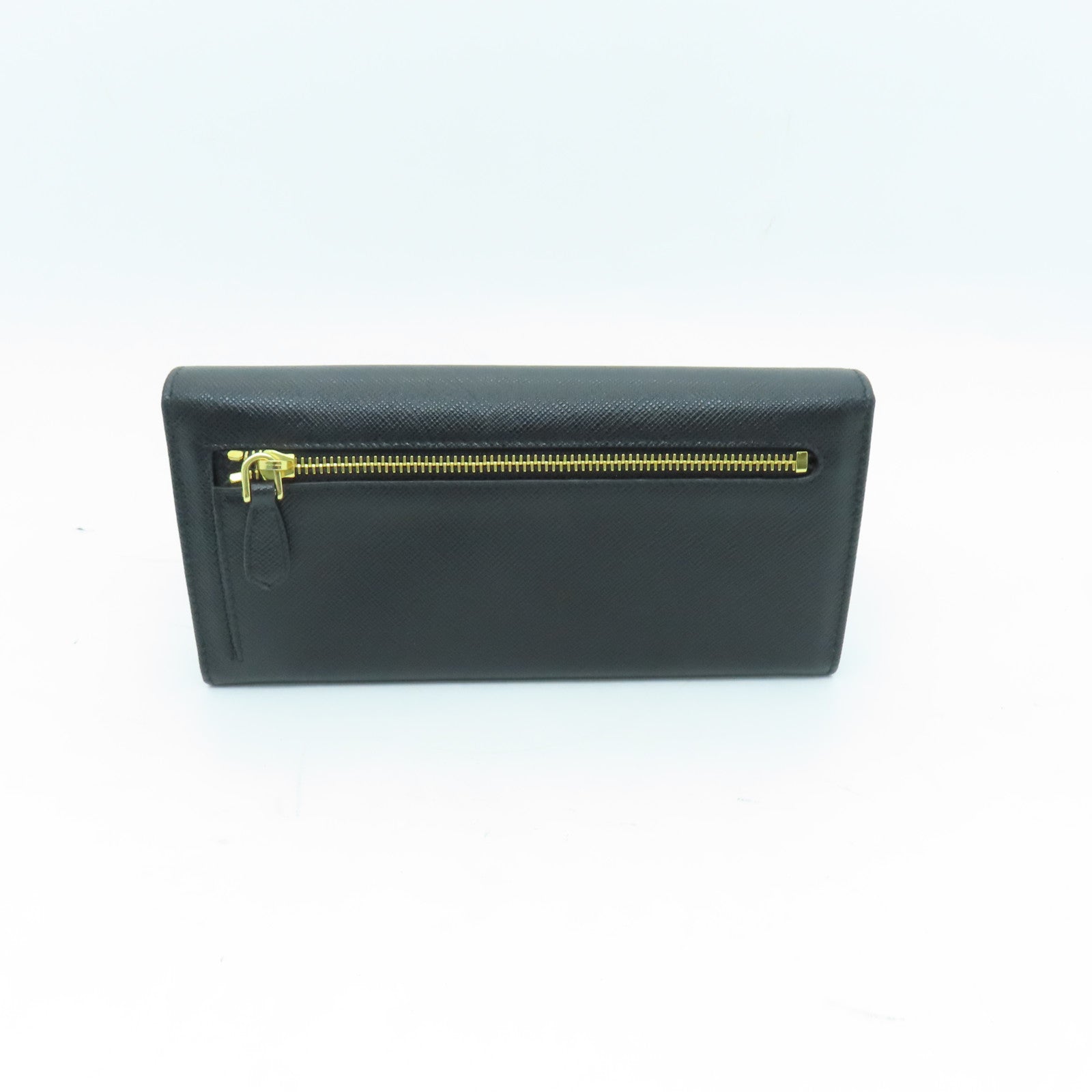 PRADA Saffiano皮革Long Wallet金扣長錢包黑色