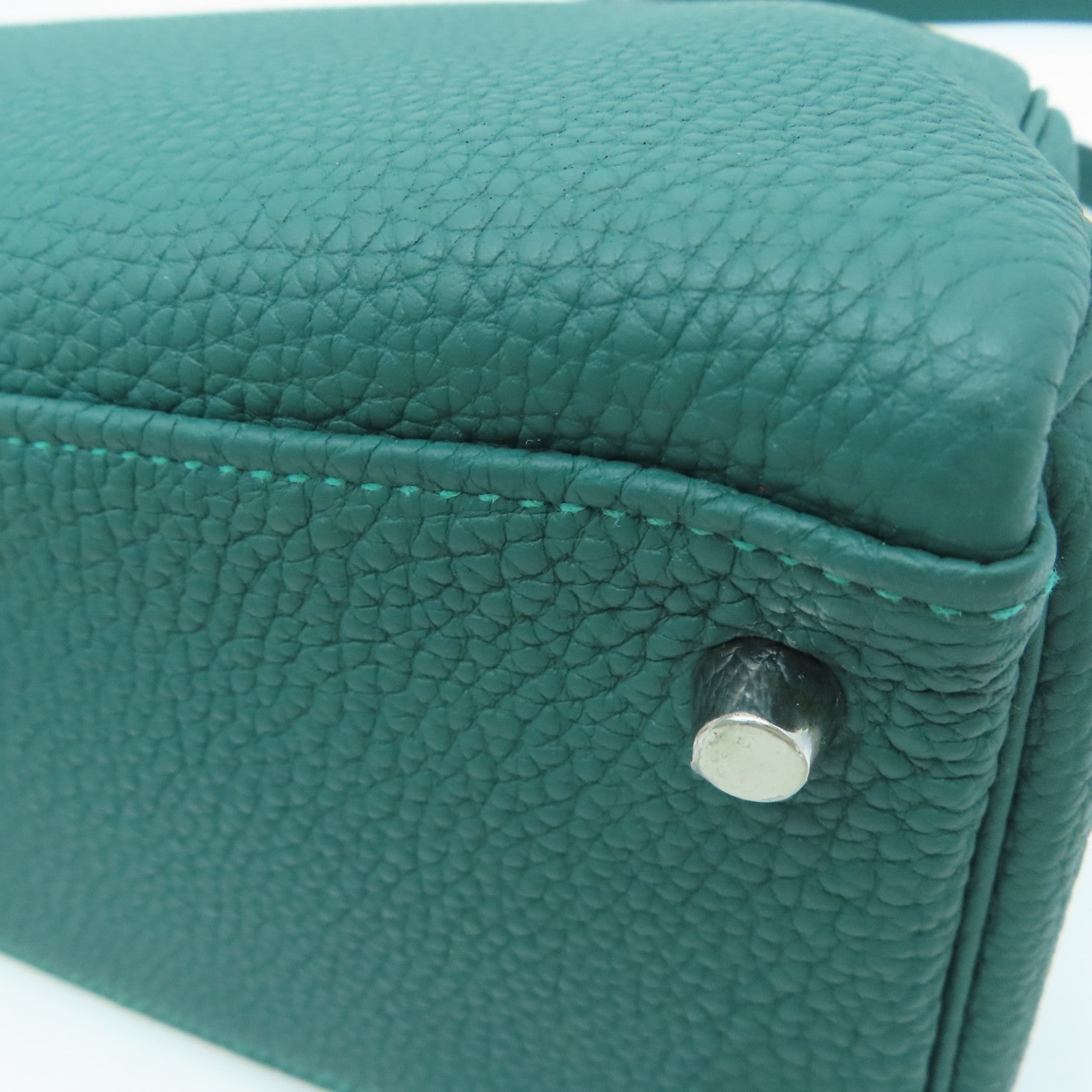 HERMES [Sharp discount] Togo leather Galop Kelly 32 silver buckle shoulder bag Malachite/Zanzibar