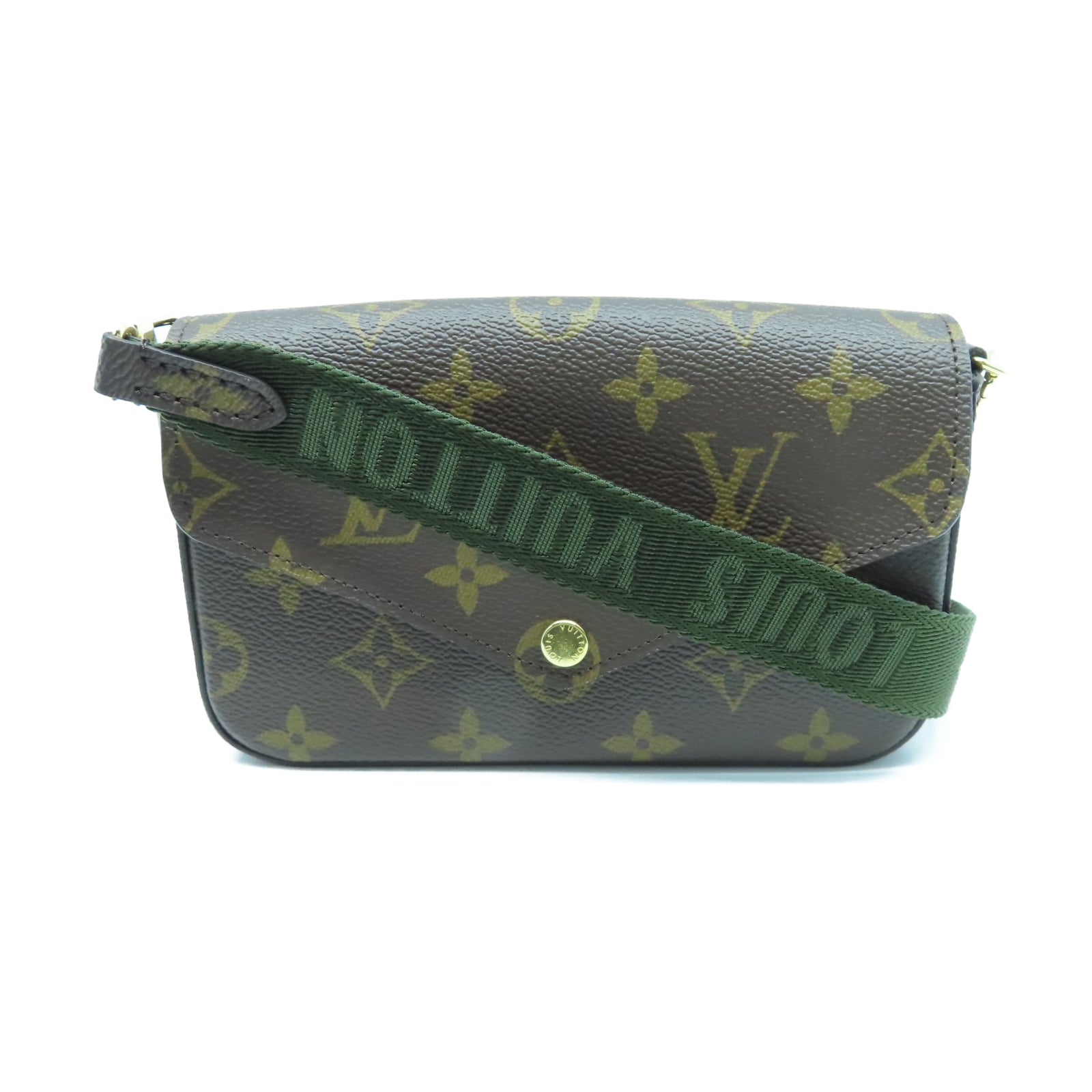 LOUIS VUITTON Monogram Felicie Strap & Go金扣肩背袋啡色